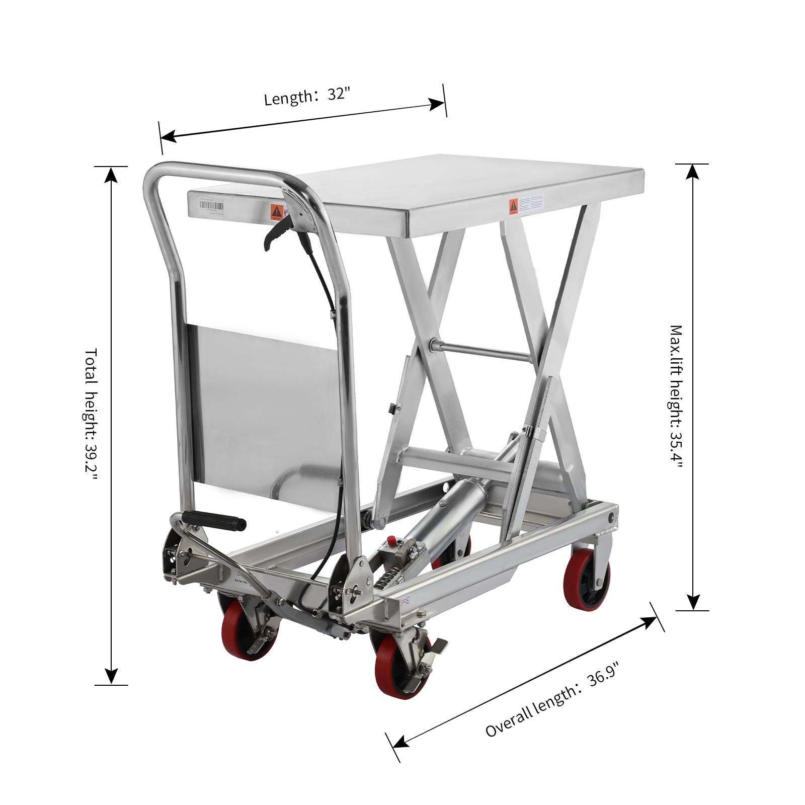 Single Scissor Lift Table 498,95 kg 35.4' Hubhöhe - Edelstahl