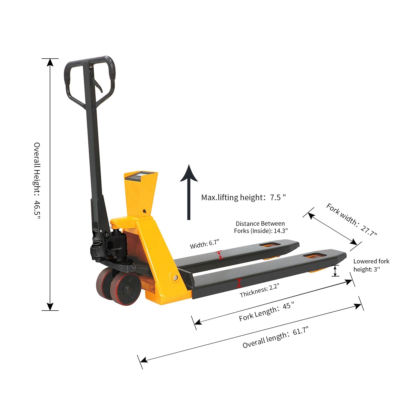 Scale Pallet Jack 1995,8 kg Cap. 45 * 27 ''