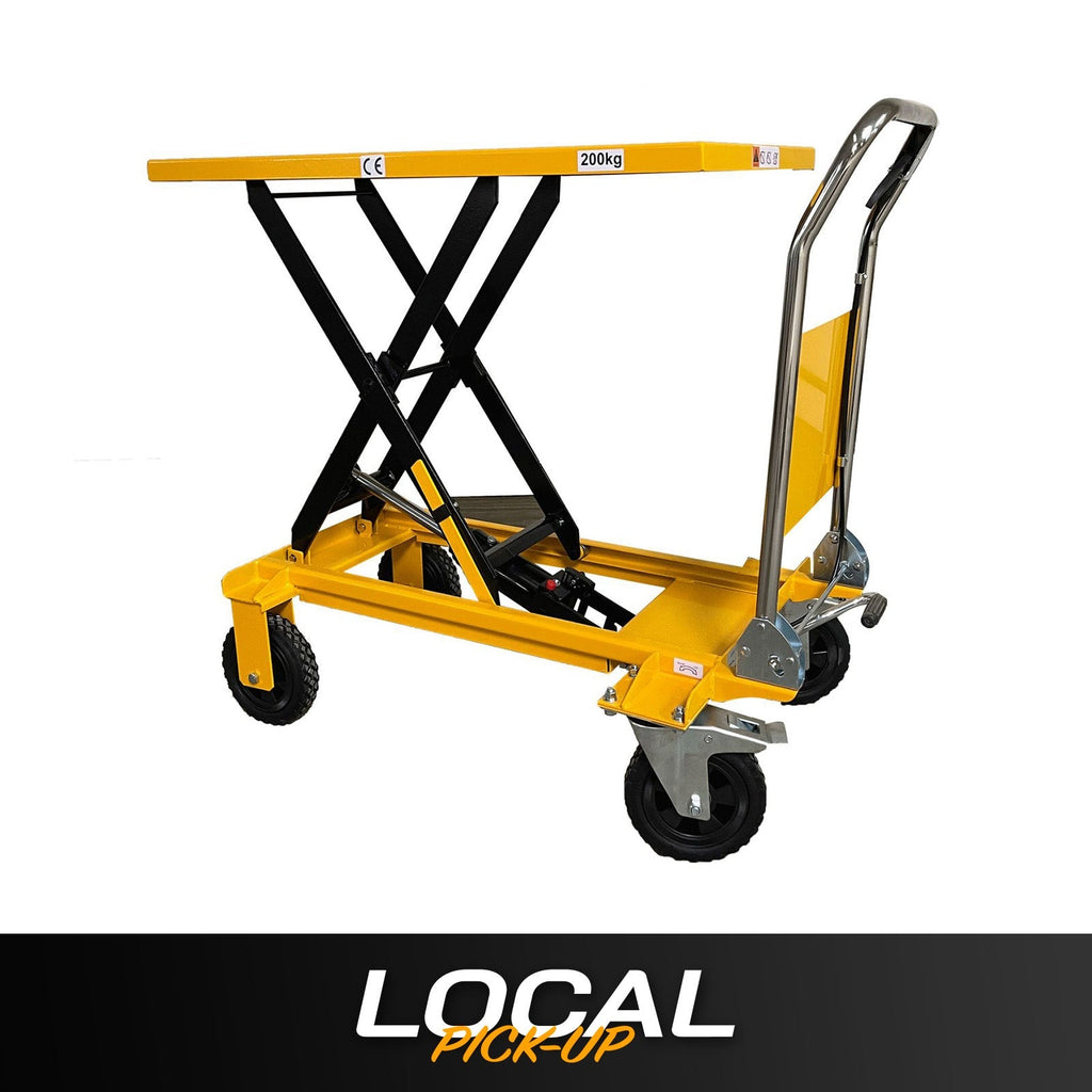 Single Scissor Lift Table 199,58 kg 39.4 'Hubhöhe mit langlebigen großen Gummi-Lastrad