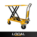 Single Scissor Lift Table 199,58 kg 39.4 'Hubhöhe mit langlebigen großen Gummi-Lastrad