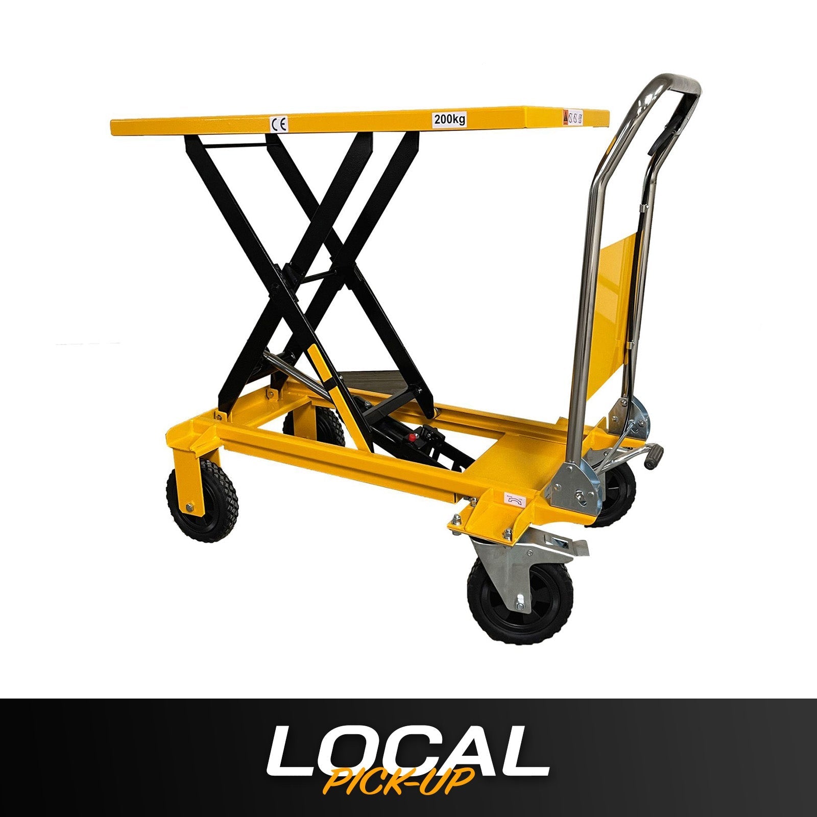 Single Scissor Lift Table 199,58 kg 39.4 'Hubhöhe mit langlebigen großen Gummi-Lastrad