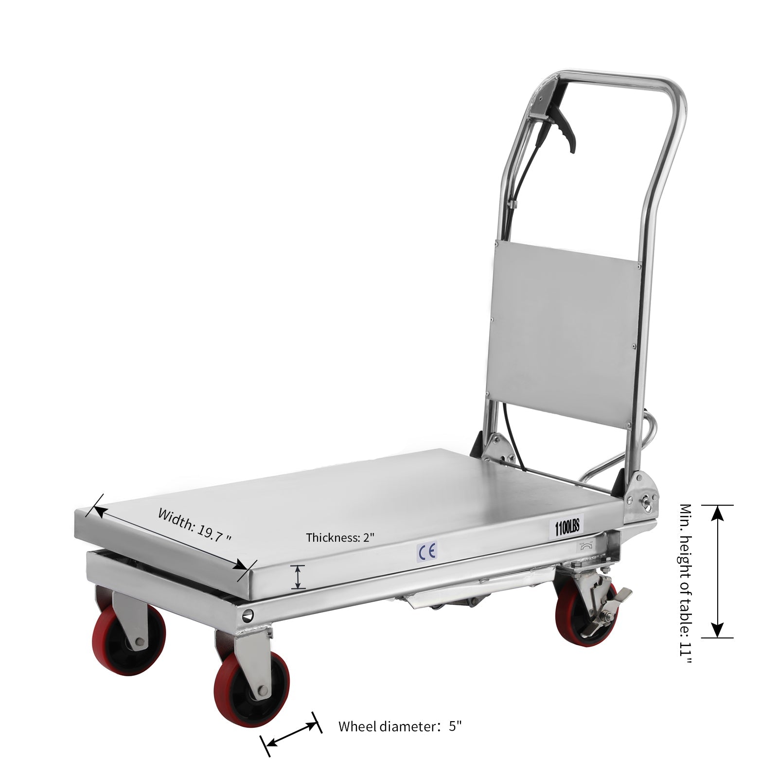Single Scissor Lift Table 498,95 kg 35.4' Hubhöhe - Edelstahl