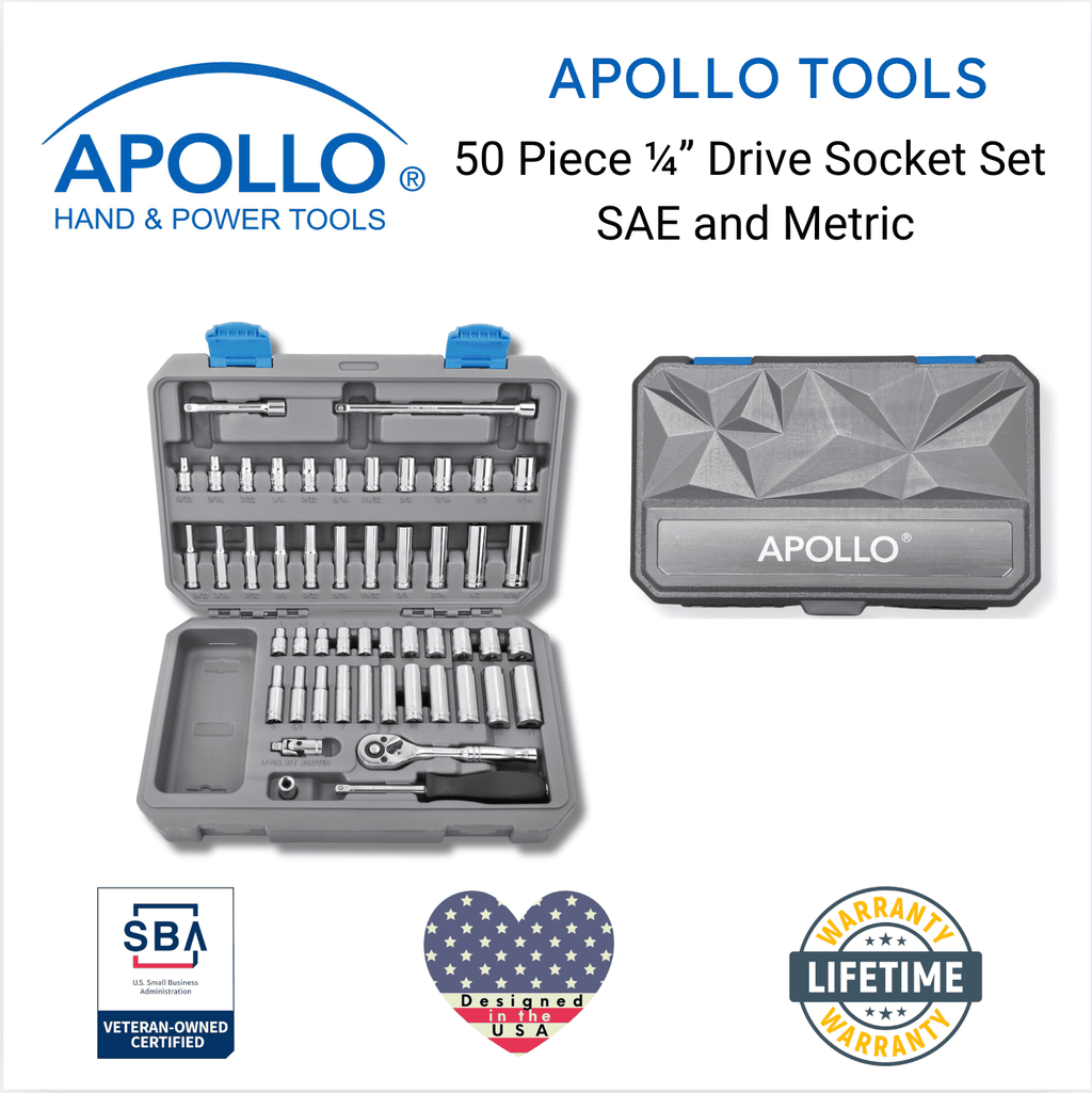 APOLLO TOOLS - DT0004-50 Stück 1⁄4' Drive Socket Set