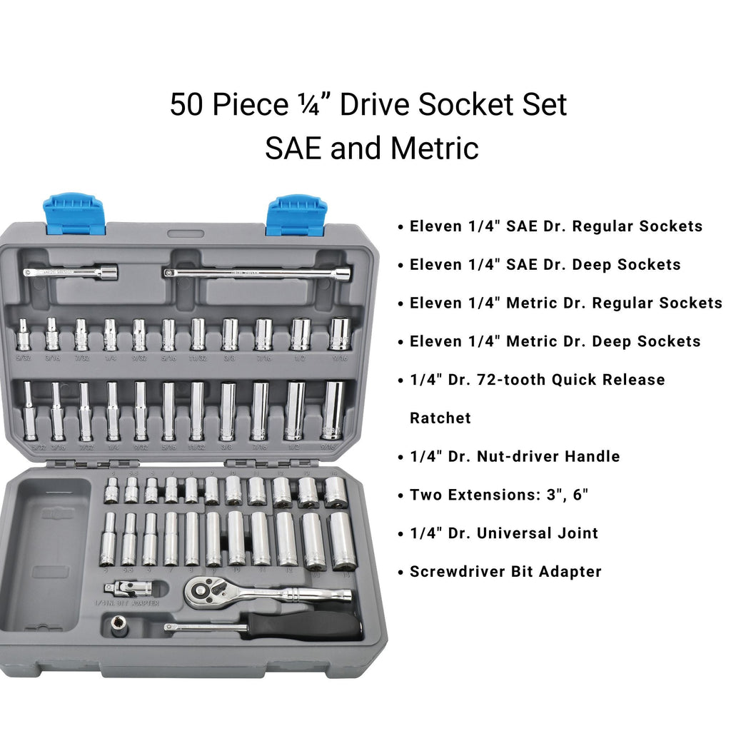APOLLO TOOLS - DT0004-50 Stück 1⁄4' Drive Socket Set