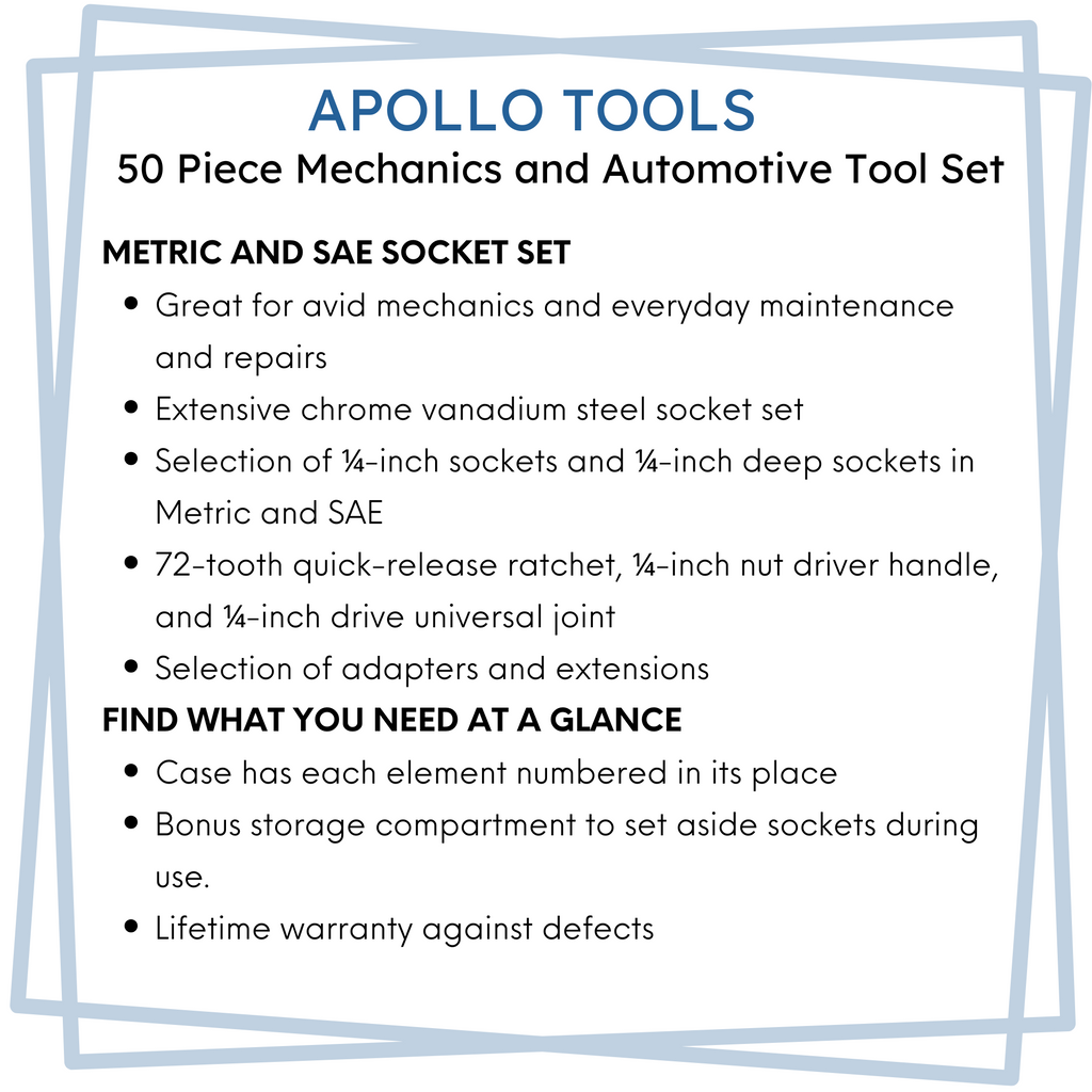 APOLLO TOOLS - DT0004-50 Stück 1⁄4' Drive Socket Set