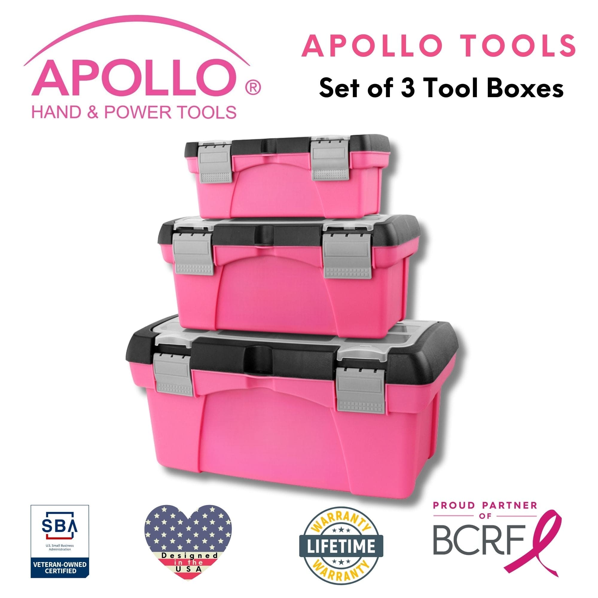 3 Stück Werkzeugbox - Rosa - DT5005P