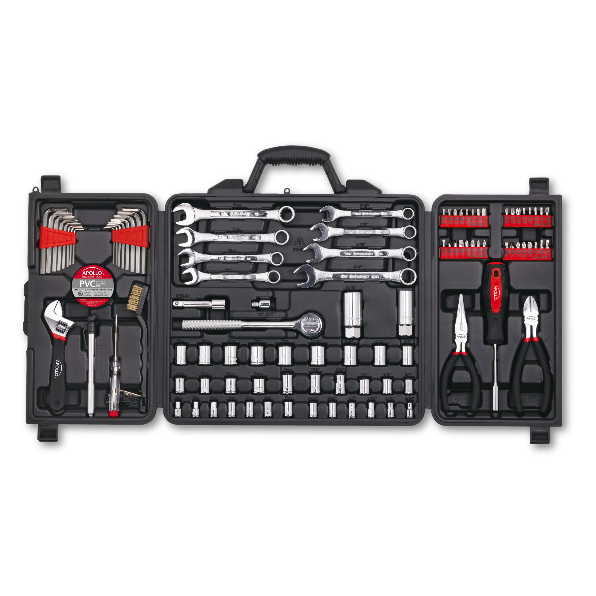 101 Stück mechanisches Werkzeug-Set für Fahrzeug- und Hauswartung, Straßenrand Notfälle SAE und metrisches Werkzeug-Set für Auto, Boot, Wohnmobil, Fahrräder - DT0006