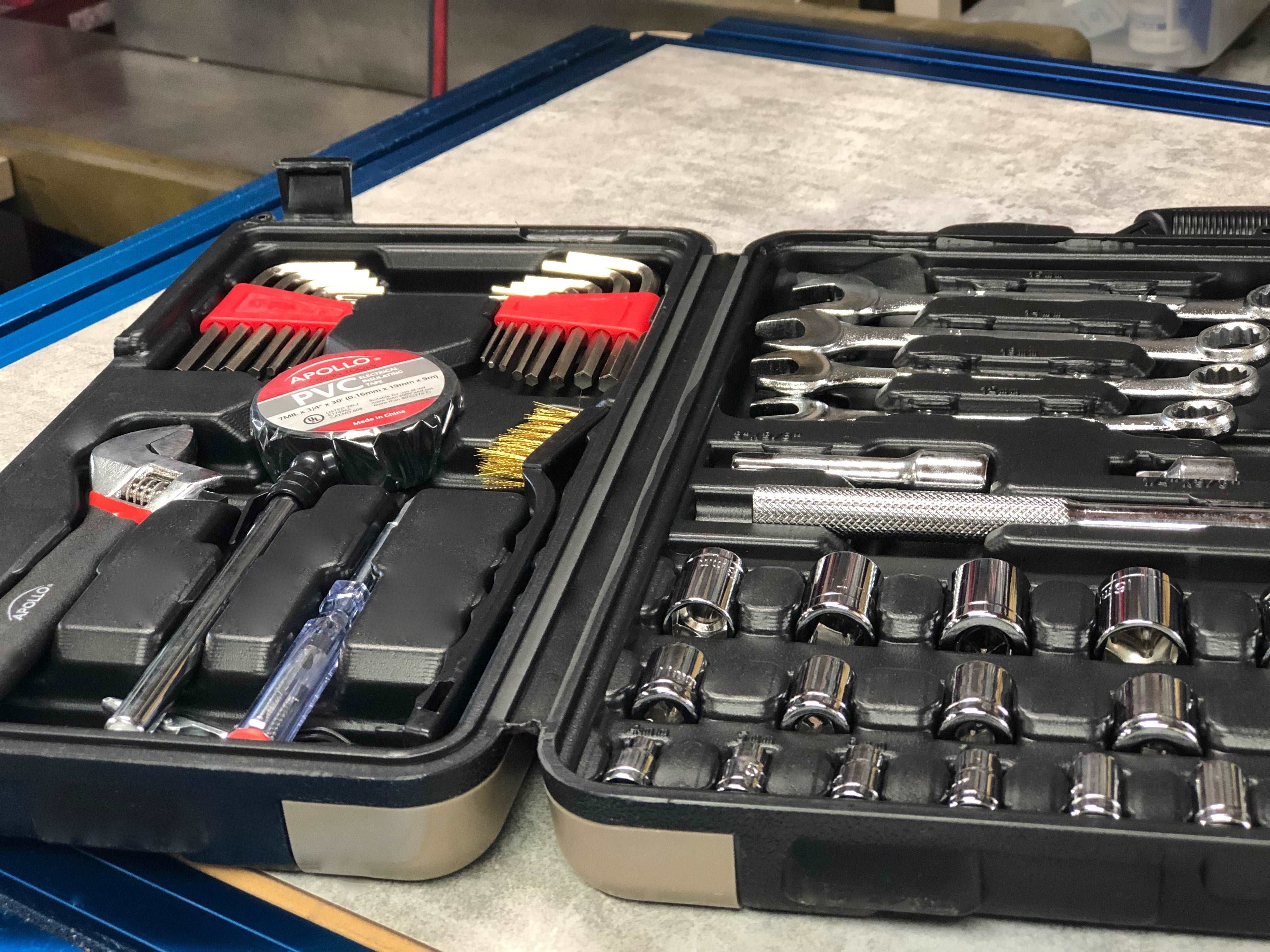 101 Stück mechanisches Werkzeug-Set für Fahrzeug- und Hauswartung, Straßenrand Notfälle SAE und metrisches Werkzeug-Set für Auto, Boot, Wohnmobil, Fahrräder - DT0006