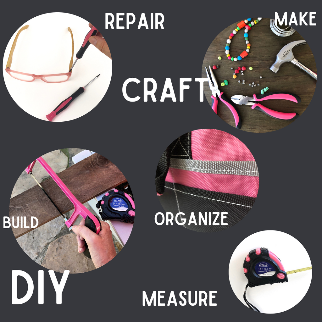 201 Stück Haushalts-Tool-Kit in einem Soft-Sided Werkzeug-Tasche Rosa - DT0020P