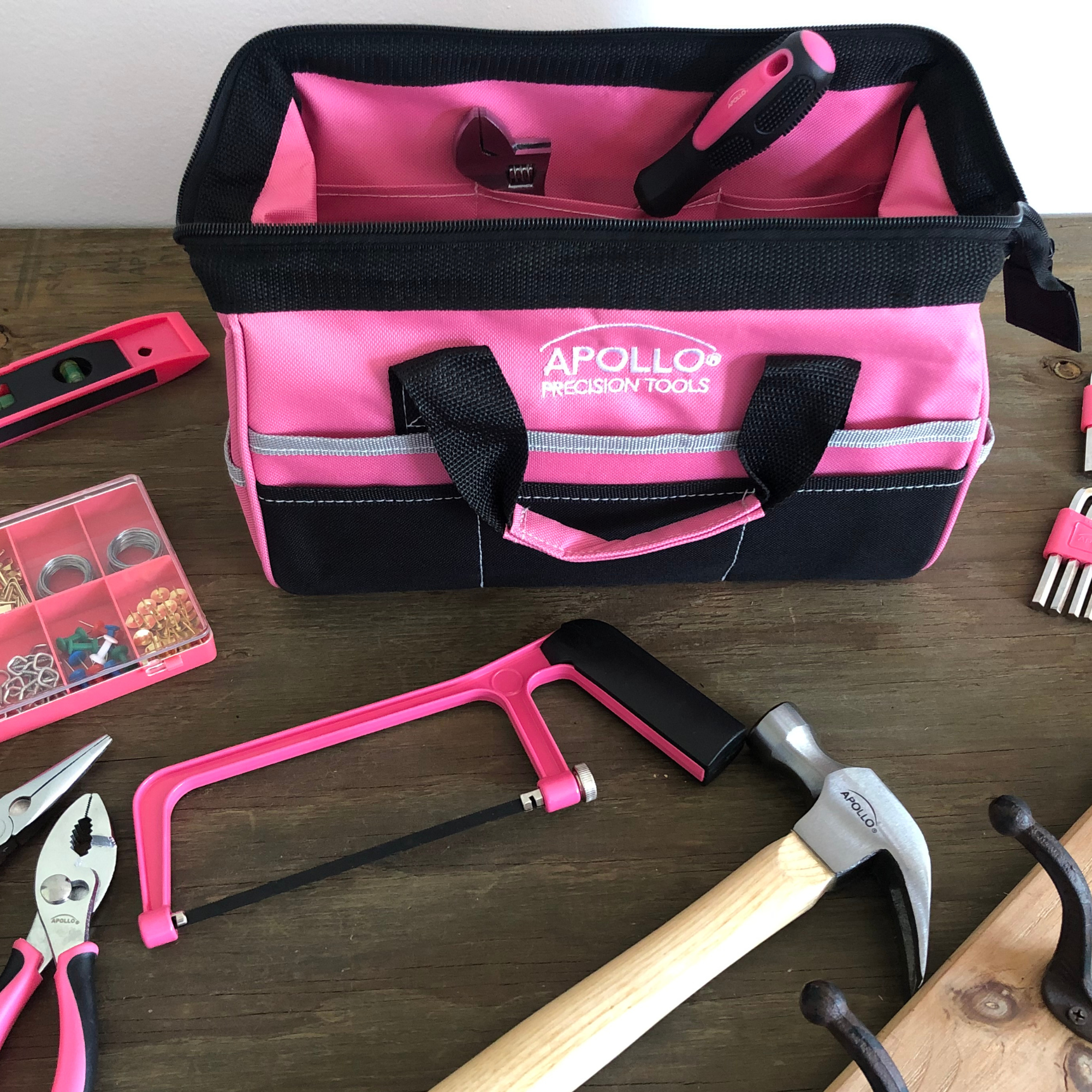 201 Stück Haushalts-Tool-Kit in einem Soft-Sided Werkzeug-Tasche Rosa - DT0020P