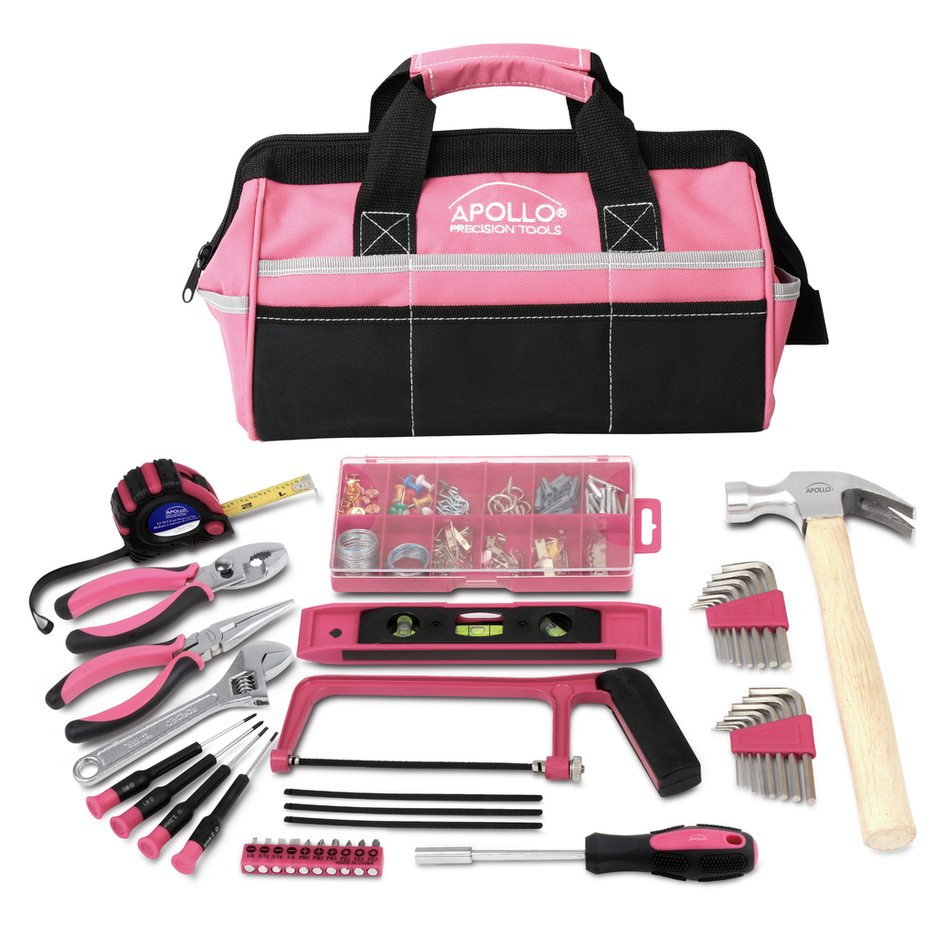 201 Stück Haushalts-Tool-Kit in einem Soft-Sided Werkzeug-Tasche Rosa - DT0020P