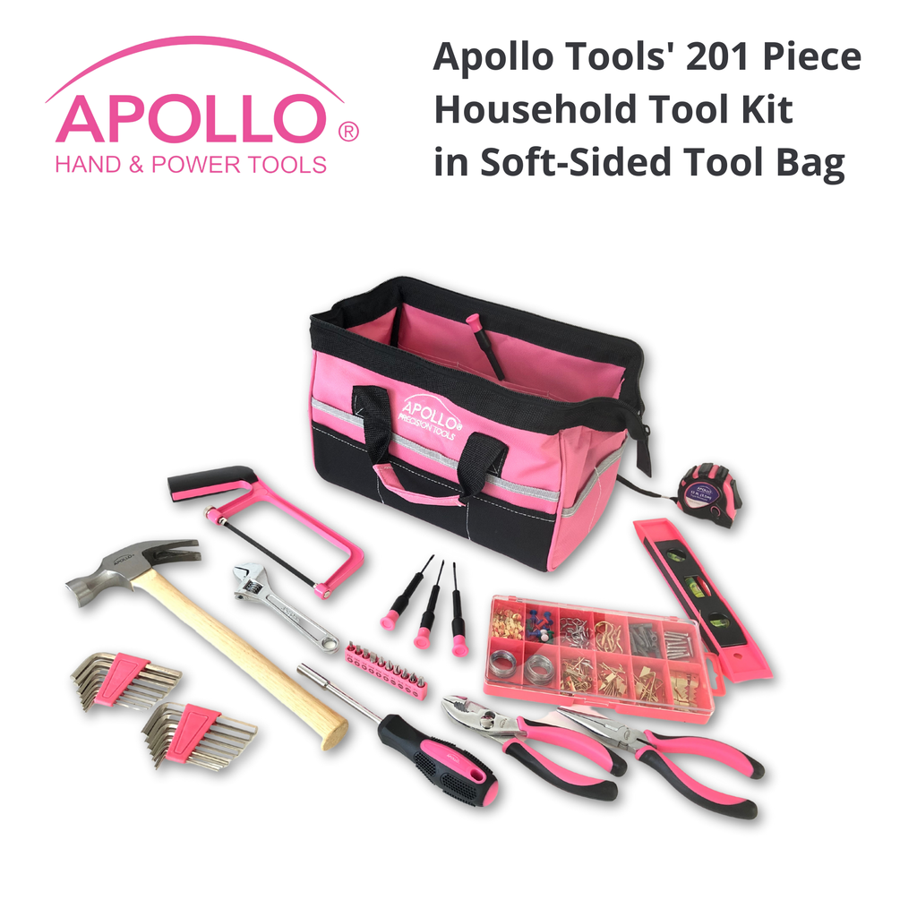 201 Stück Haushalts-Tool-Kit in einem Soft-Sided Werkzeug-Tasche Rosa - DT0020P