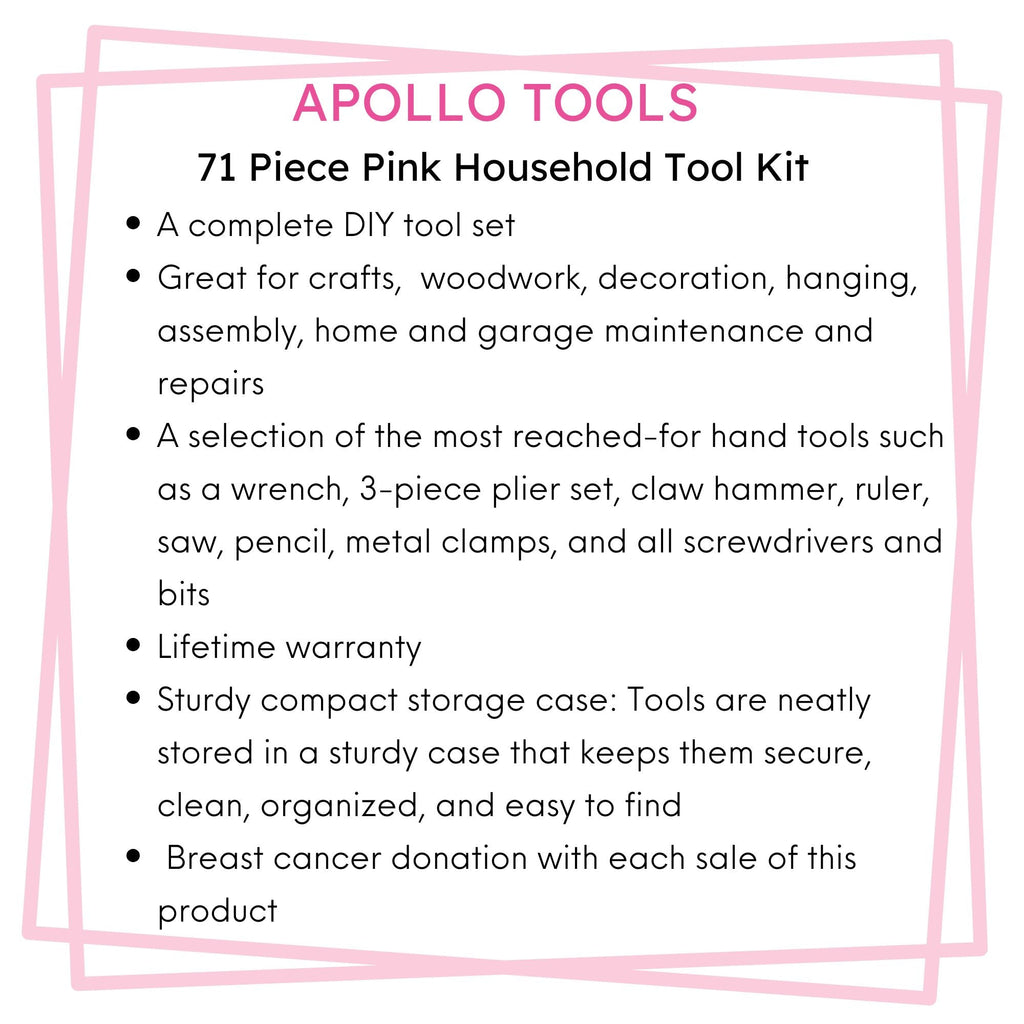 71 Stück Haushalts-Tool-Kit Rosa - DT0204P