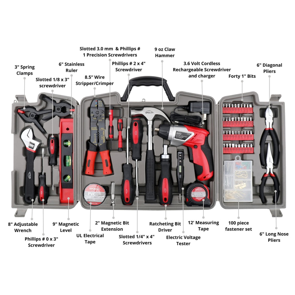 161 Stück Haushaltswerkzeug mit bequemem 3,6 Volt Lithium-Ionen-Schraubendreher - DT0739