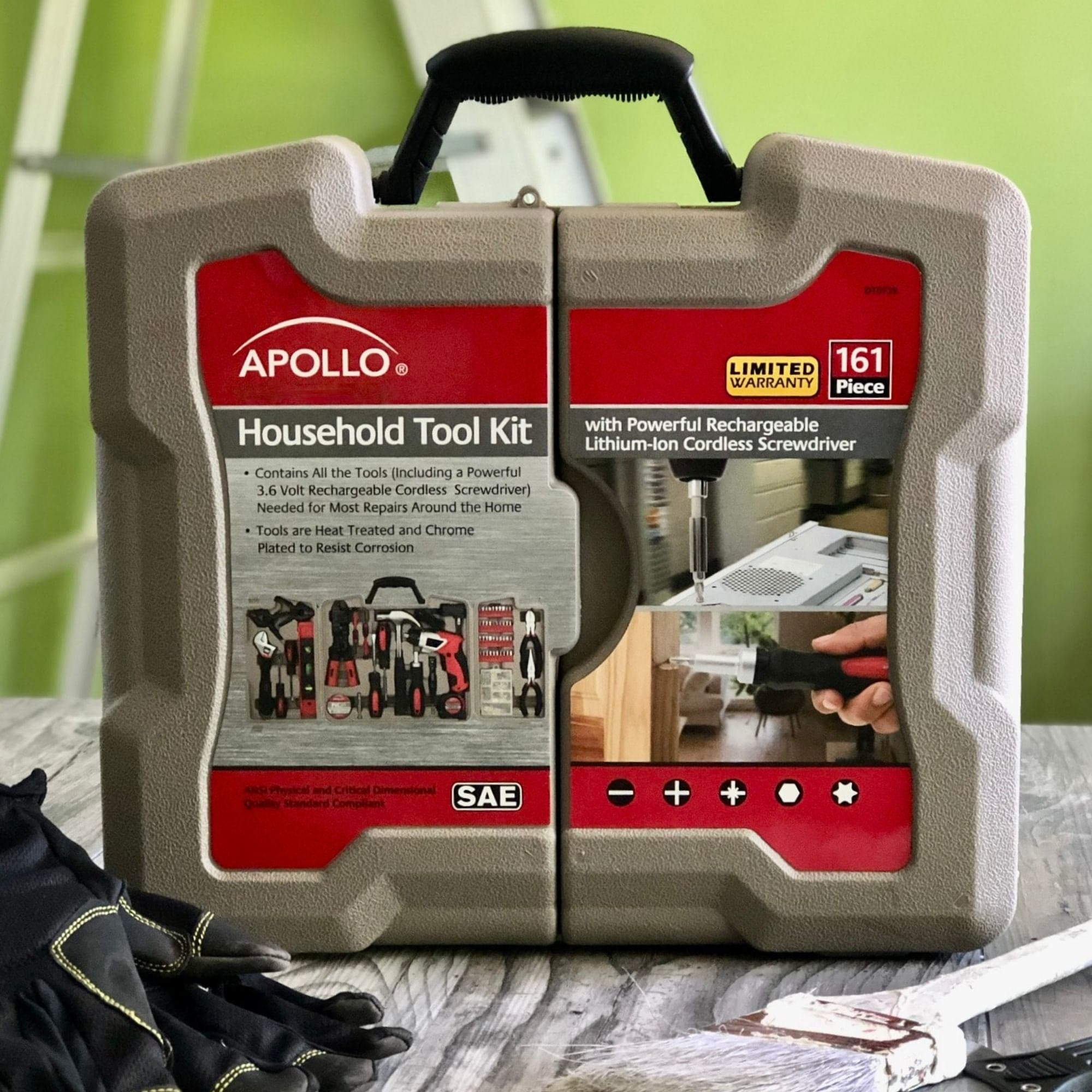 161 Stück Haushaltswerkzeug mit bequemem 3,6 Volt Lithium-Ionen-Schraubendreher - DT0739