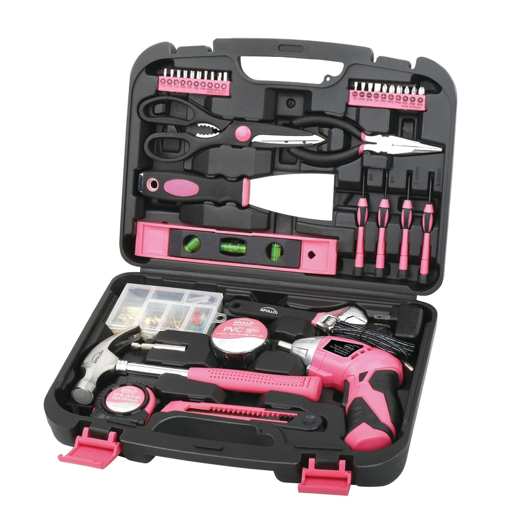 135 Stück Haushaltswerkzeug-Kit Rosa mit Schwenken Dual-Angle 3,6 Volt Lithium-Ionen-Kabellos Schraubendreher - DT0773N1