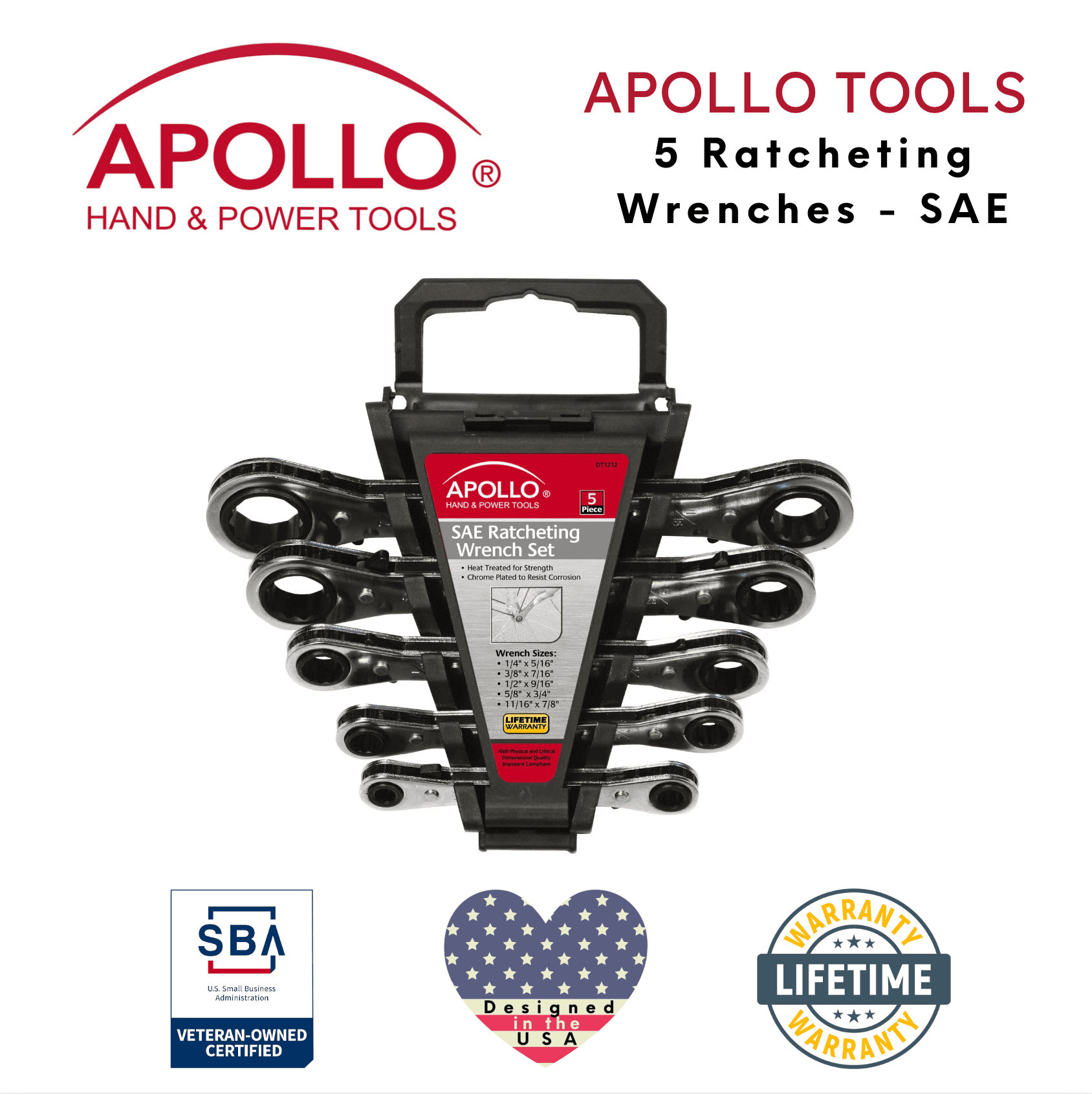 5 Stück SAE Ratcheing Wrench Set - DT1212