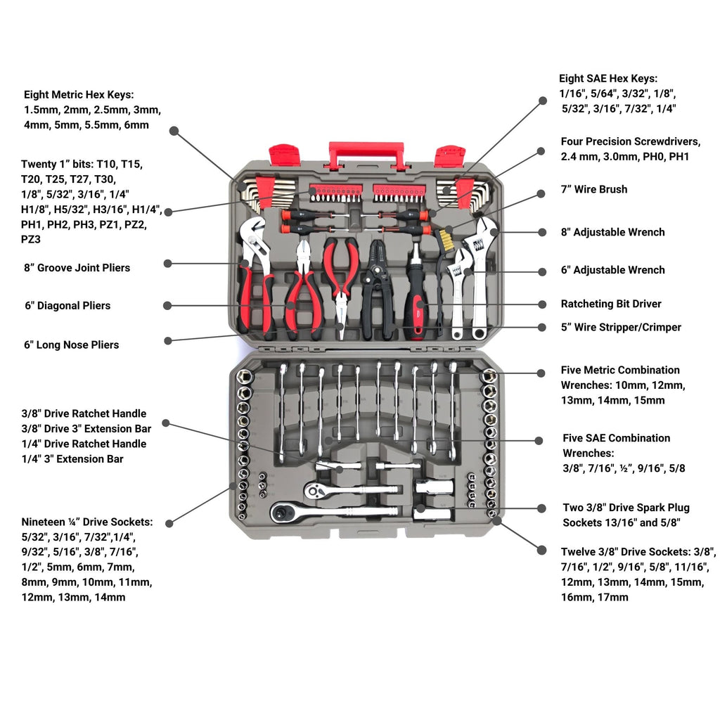 95 Stück Mechanik-Werkzeugset in Metrik und SAE für Kleinmotor, mechanische und allgemeine Reparaturen - DT1242