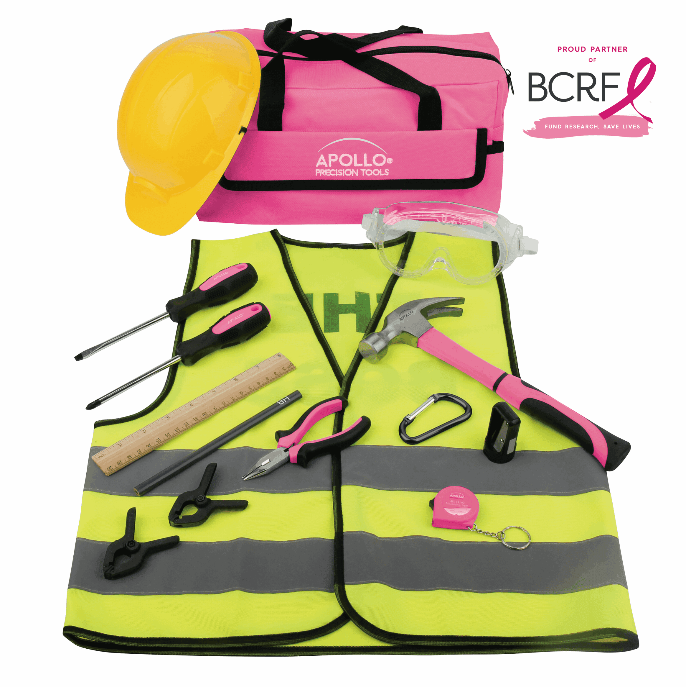 14 Stück mein erstes Werkzeug-Kit Educational Werkzeugset mit Rosa Tool Bag, Real Rosa Tools und Safety Gear - DT4936P