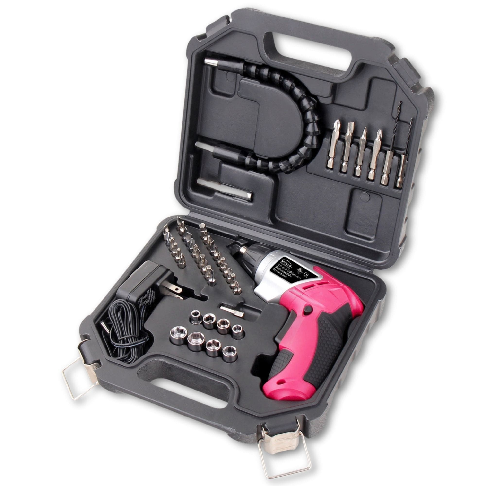 3,6 Volt Lithium-Ionen-Schraubendreher mit 45 Stück Zubehör-Set - Rosa DT4944P