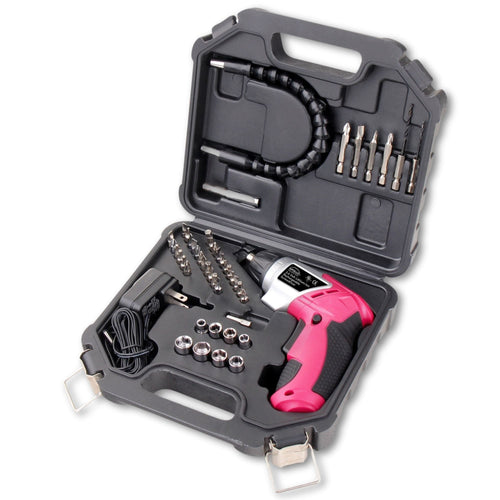 3,6 Volt Lithium-Ionen-Schraubendreher mit 45 Stück Zubehör-Set - Rosa DT4944P
