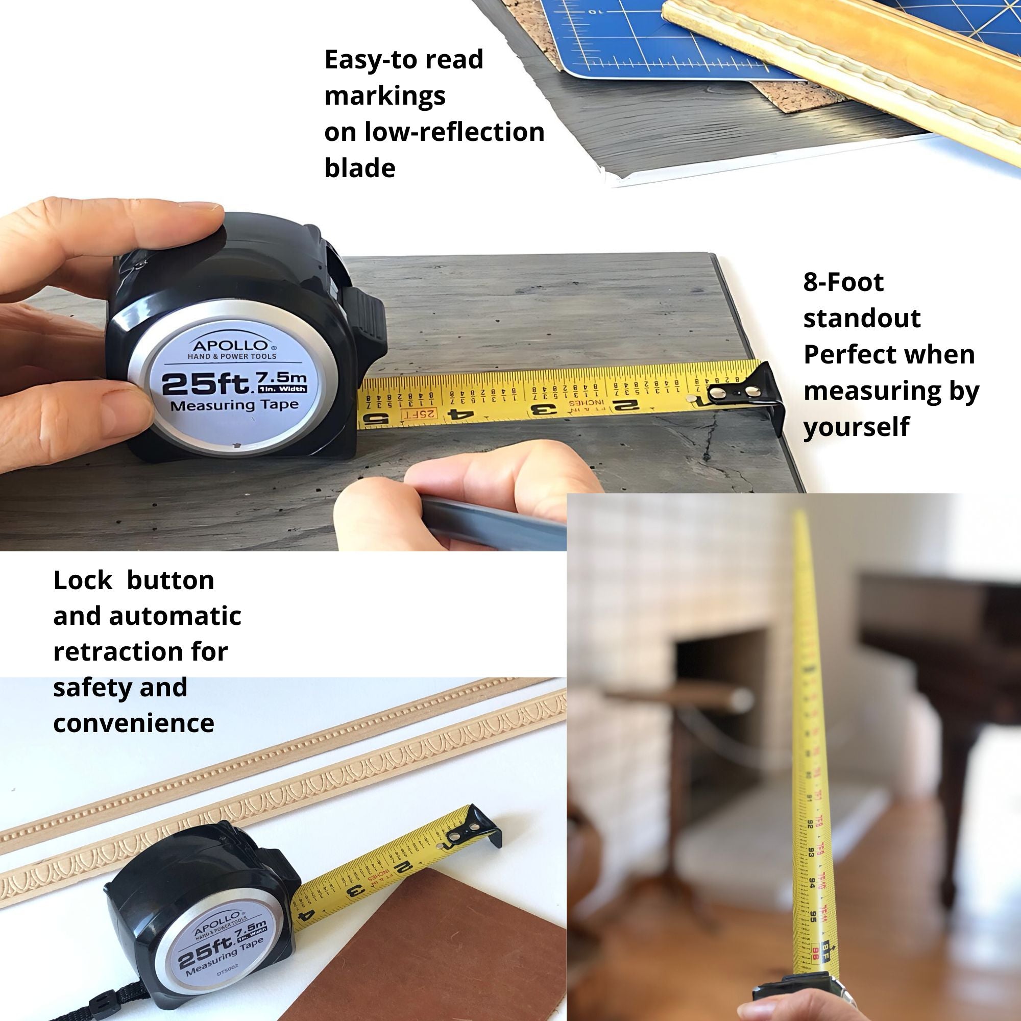 25ft Tape Measure - Schwarz - DT5002