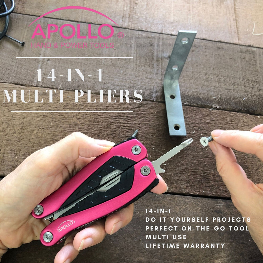14-in-1 Rosa Pocket Multitool Pliers. Großartig für Outdoor, Camping, Angeln --DT5015P