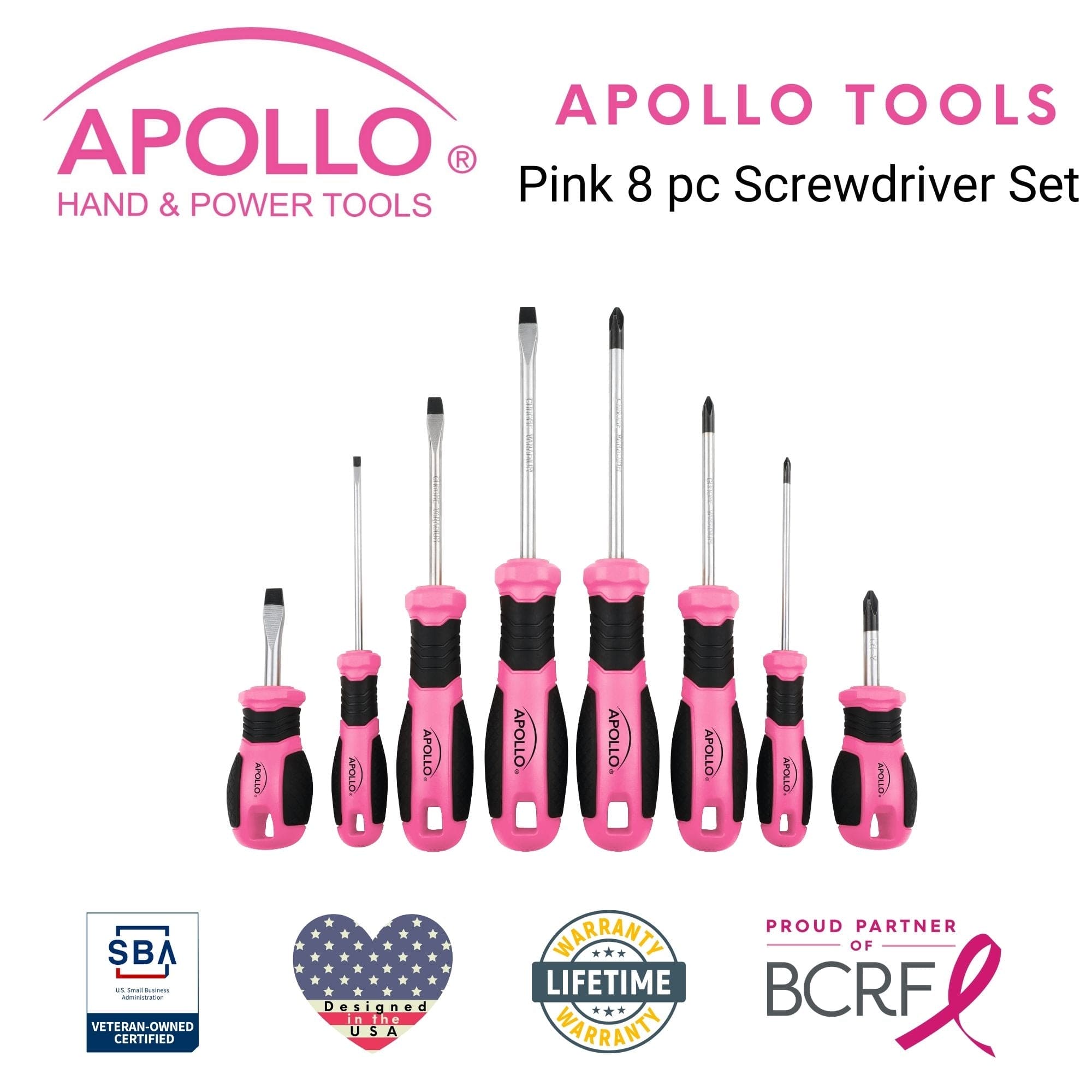 Apollo Tools 8 Rosa Essential Schraubendreher Set DT5018P