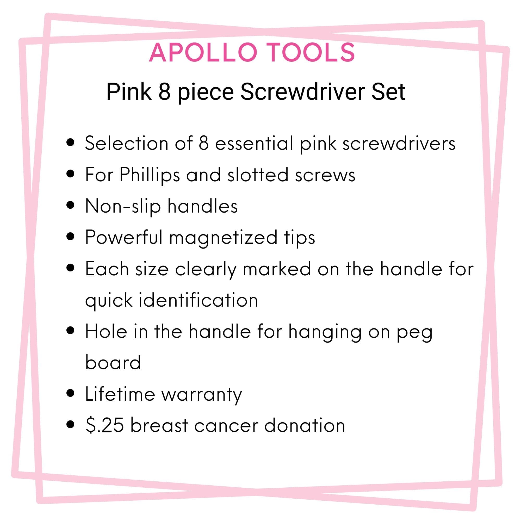 Apollo Tools 8 Rosa Essential Schraubendreher Set DT5018P