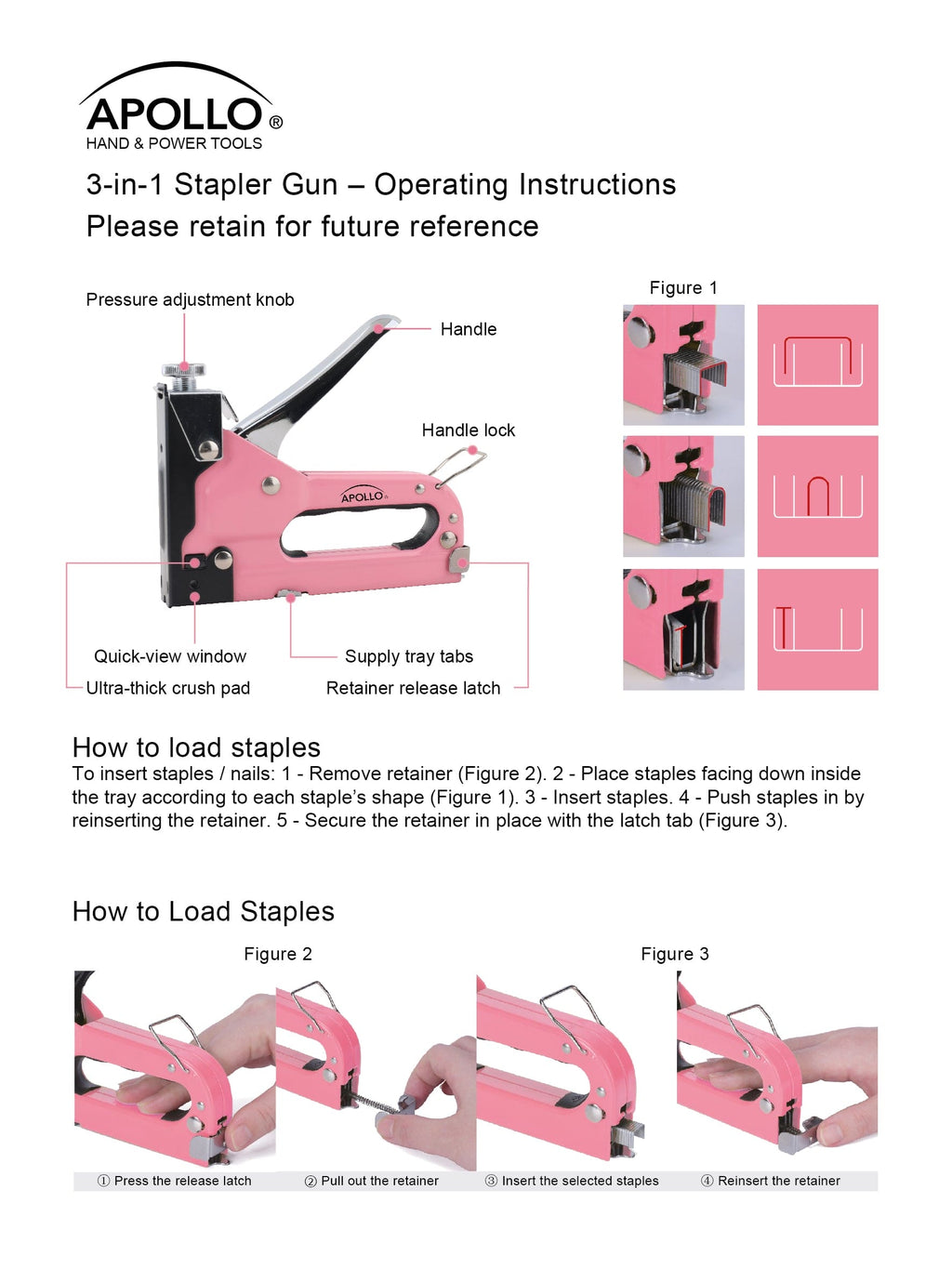 Rosa Stapler mit Power Adjustment Knob und 3000 Staples Sortiment - DT5020P
