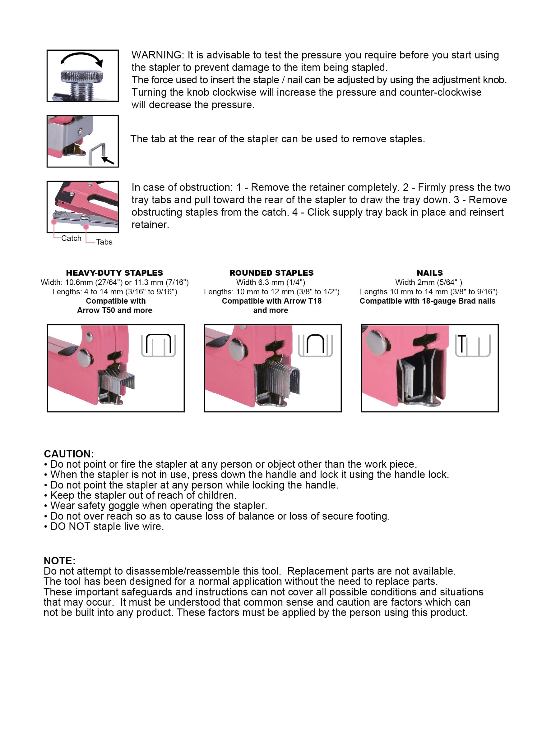 Rosa Stapler mit Power Adjustment Knob und 3000 Staples Sortiment - DT5020P