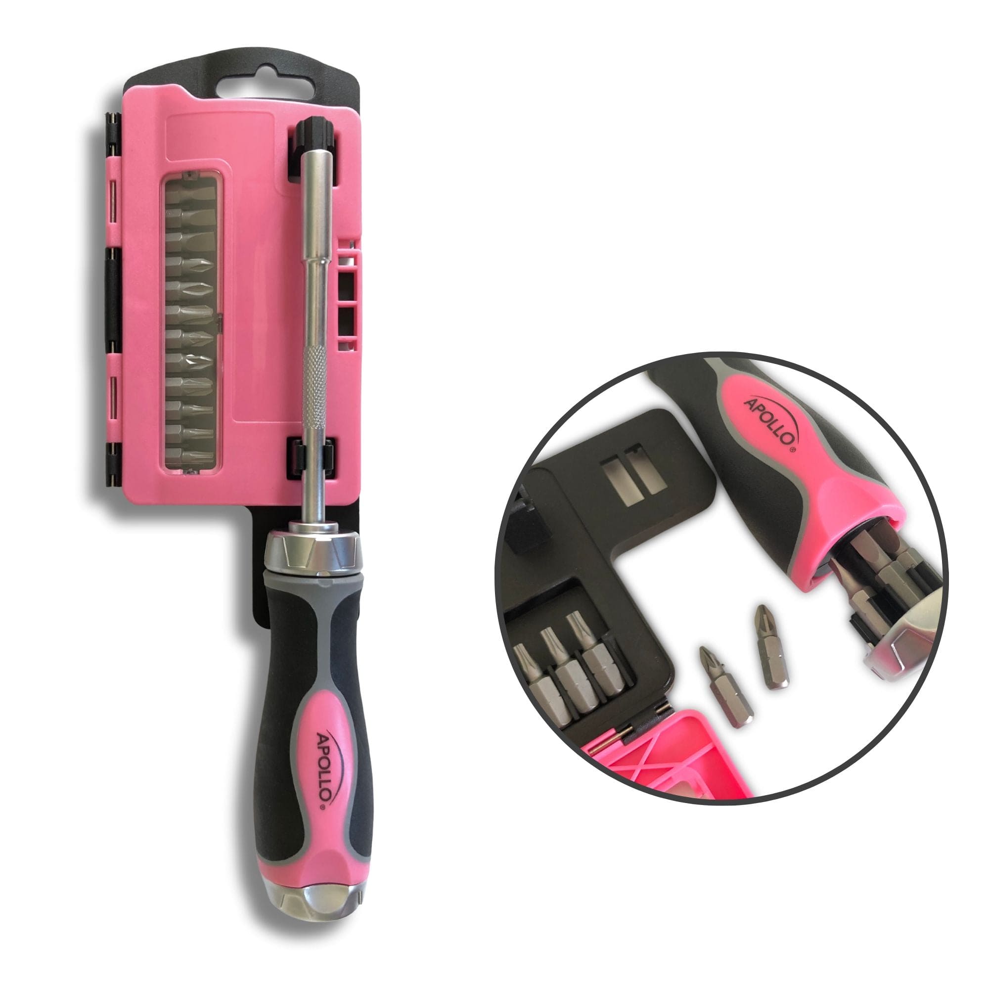 13-in-1-Ratcheting-Schraubendreher mit Bit-Set - Rosa - DT5021P