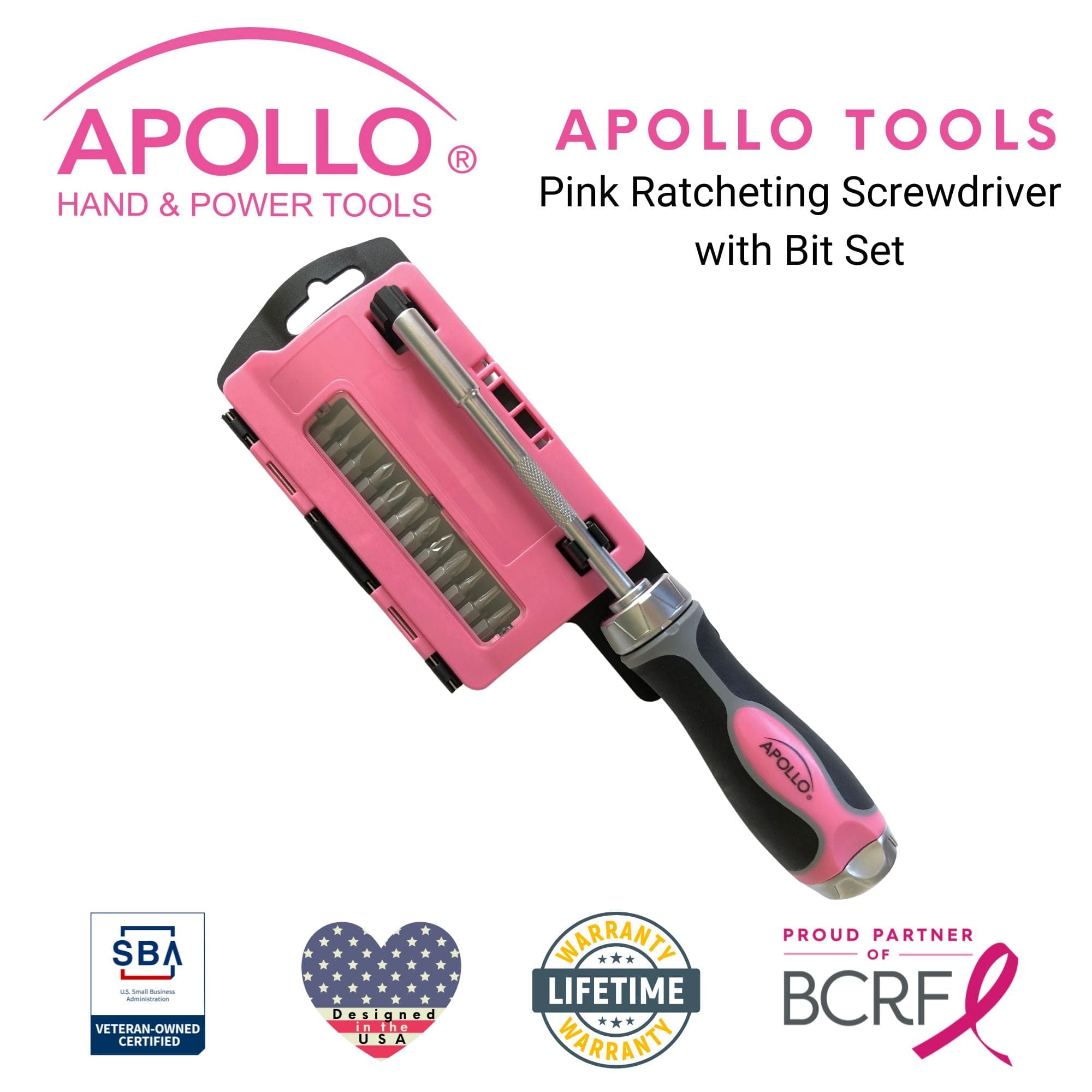 13-in-1-Ratcheting-Schraubendreher mit Bit-Set - Rosa - DT5021P