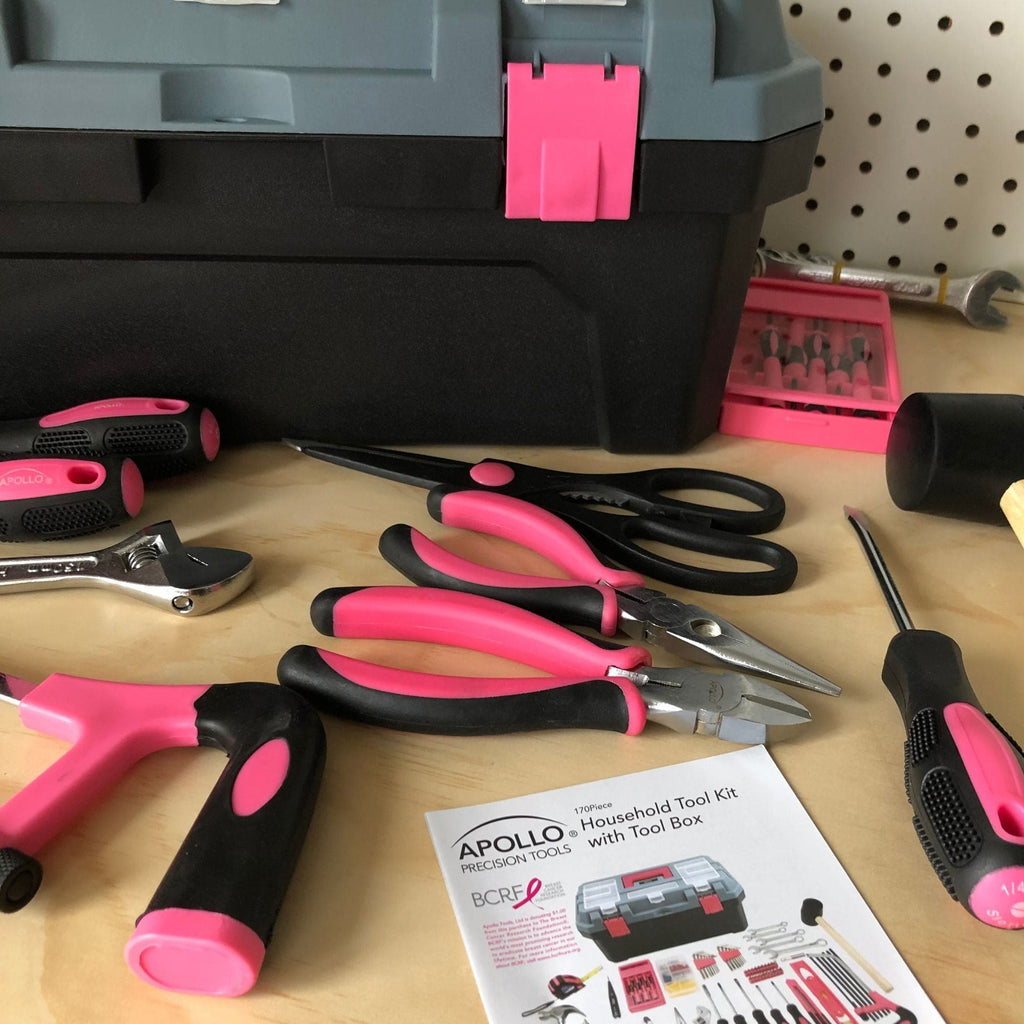 Rosa 170 Stück Haushalts-Tool-Kit mit neuen und verbesserten Werkzeugkasten - DT7103P