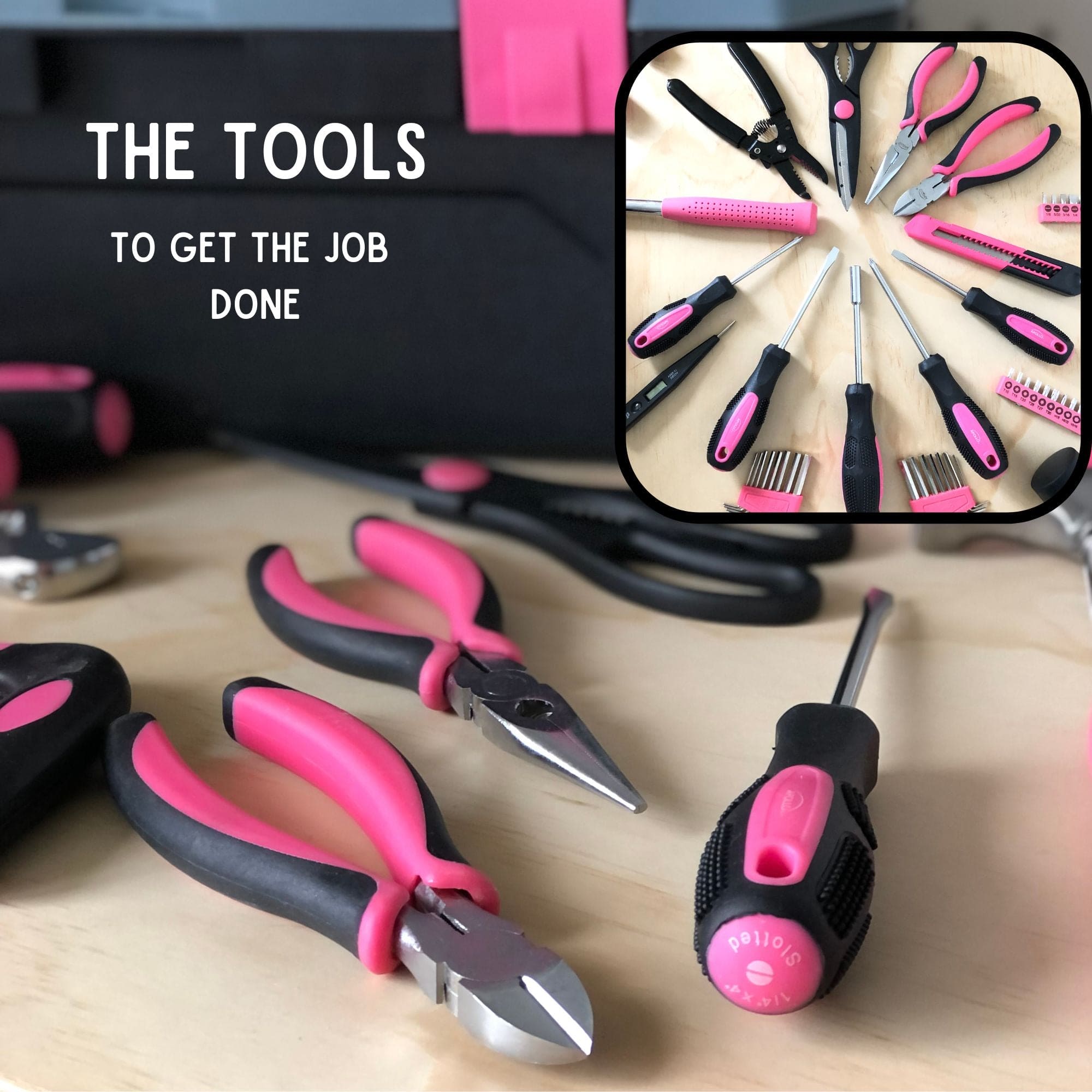 Rosa 170 Stück Haushalts-Tool-Kit mit neuen und verbesserten Werkzeugkasten - DT7103P