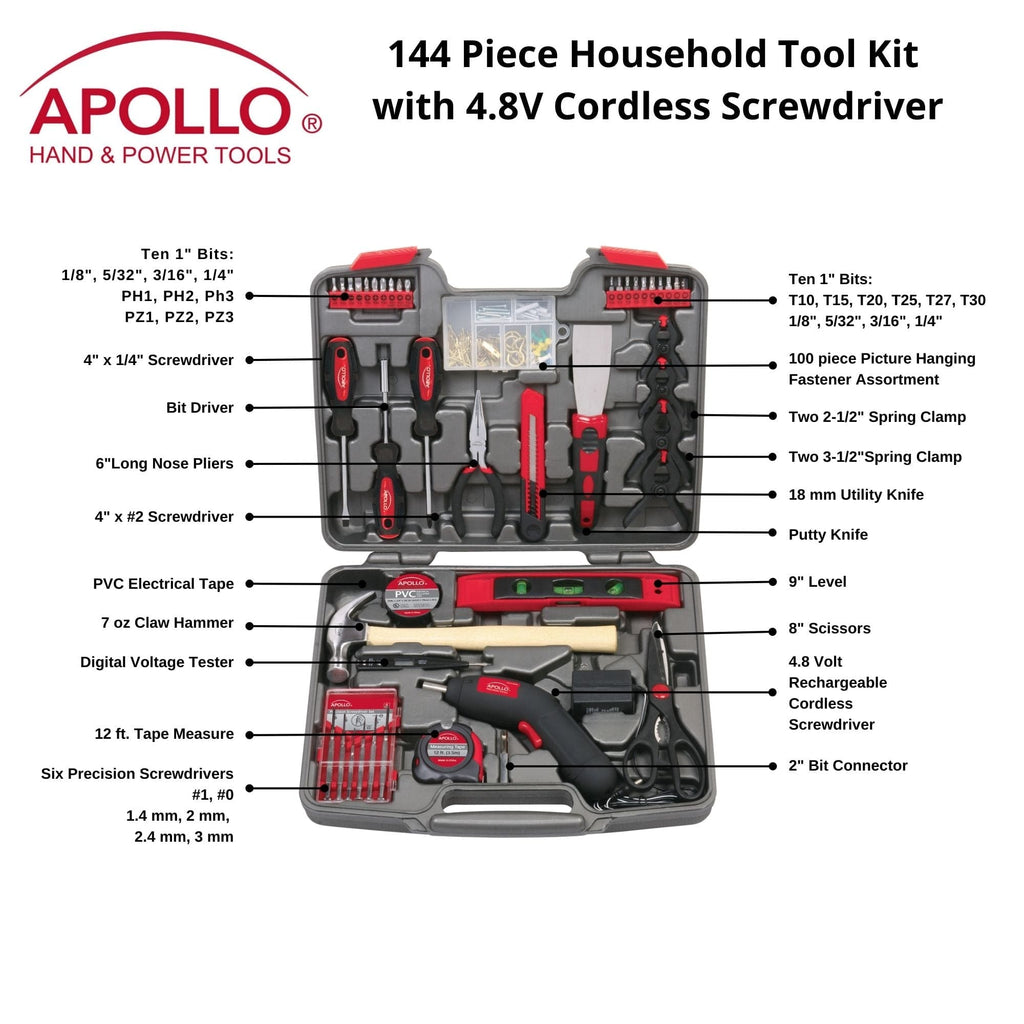 144 Stück Haushalts-Tool-Kit mit 4,8V Kabellos Schraubendreher - DT8422