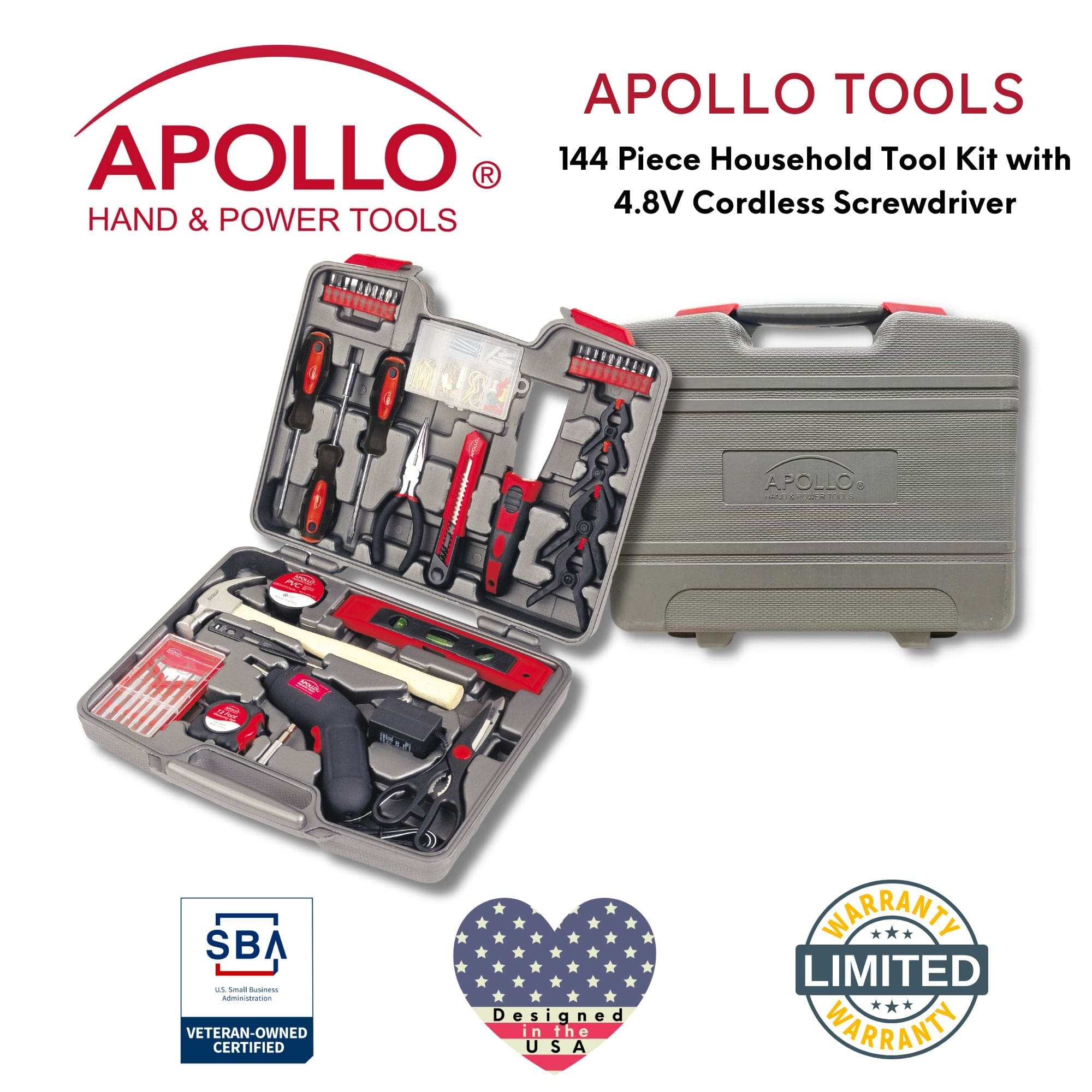 144 Stück Haushalts-Tool-Kit mit 4,8V Kabellos Schraubendreher - DT8422