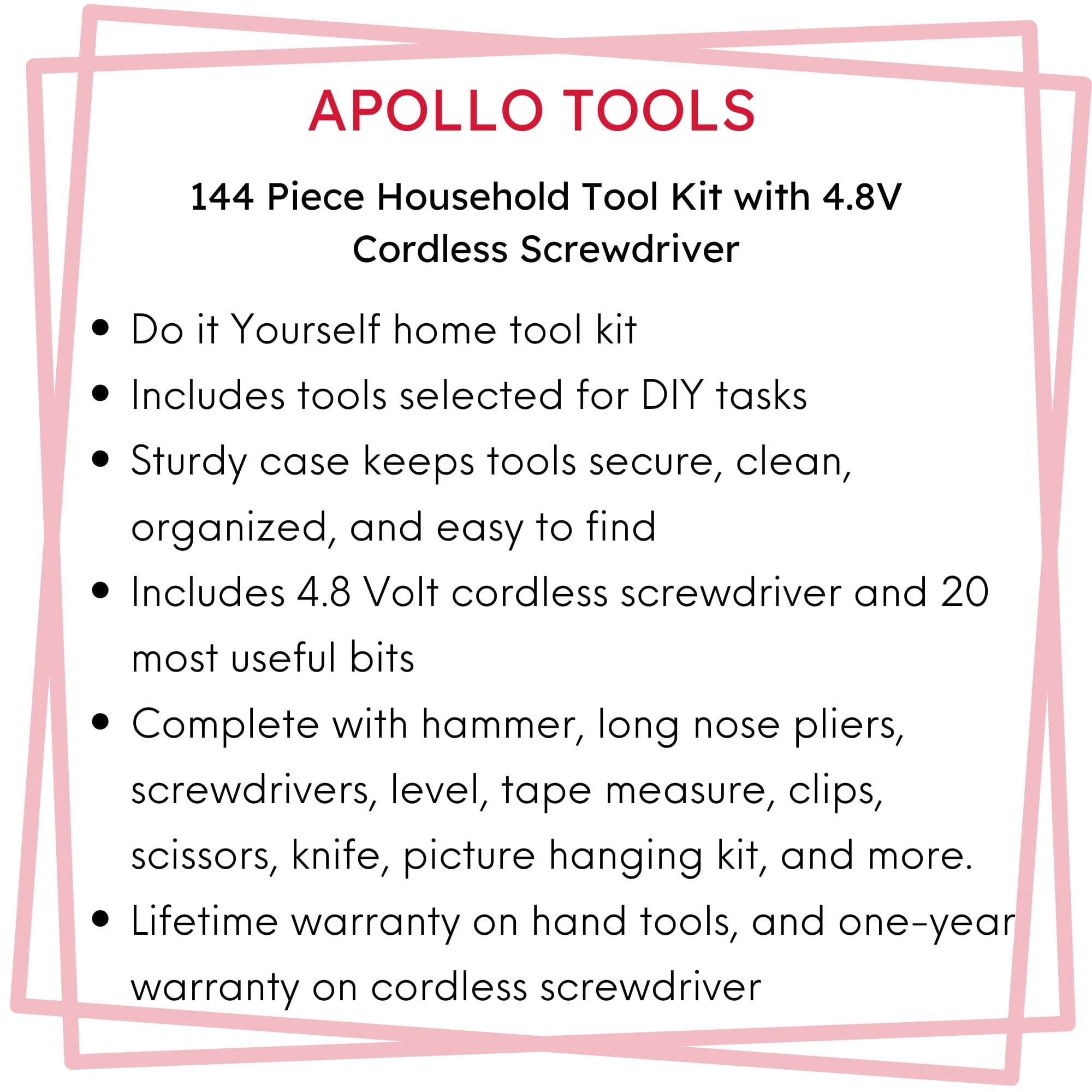 144 Stück Haushalts-Tool-Kit mit 4,8V Kabellos Schraubendreher - DT8422