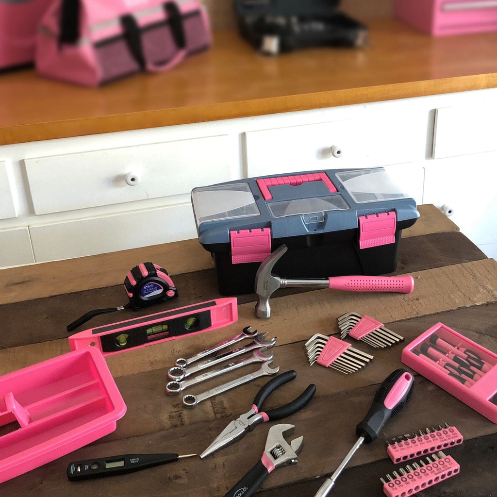 53 Stück Haushalts-Tool-Kit mit Tool Box Rosa- DT9773P