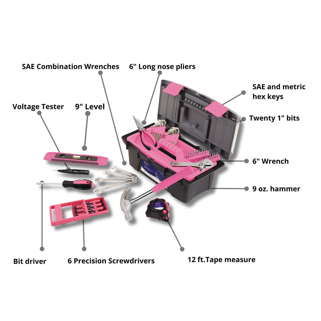 53 Stück Haushalts-Tool-Kit mit Tool Box Rosa- DT9773P