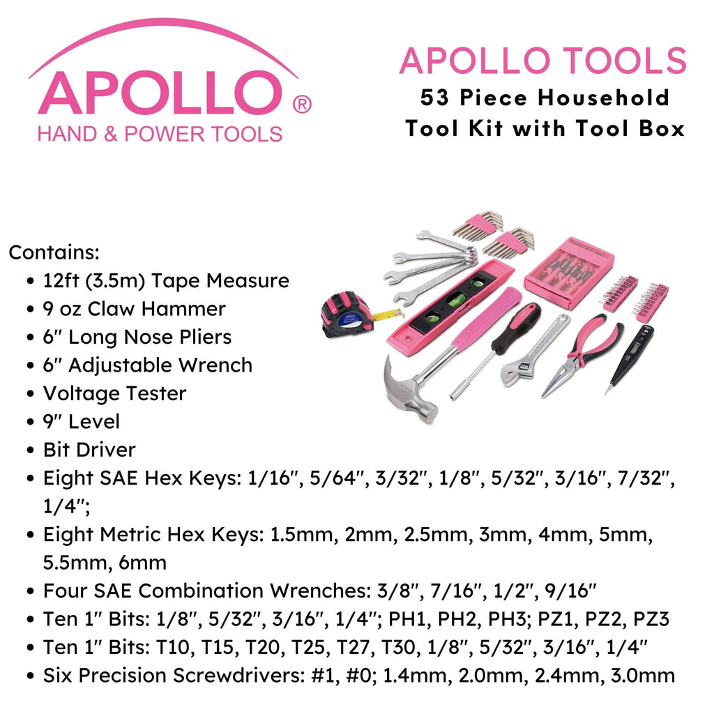 53 Stück Haushalts-Tool-Kit mit Tool Box Rosa- DT9773P