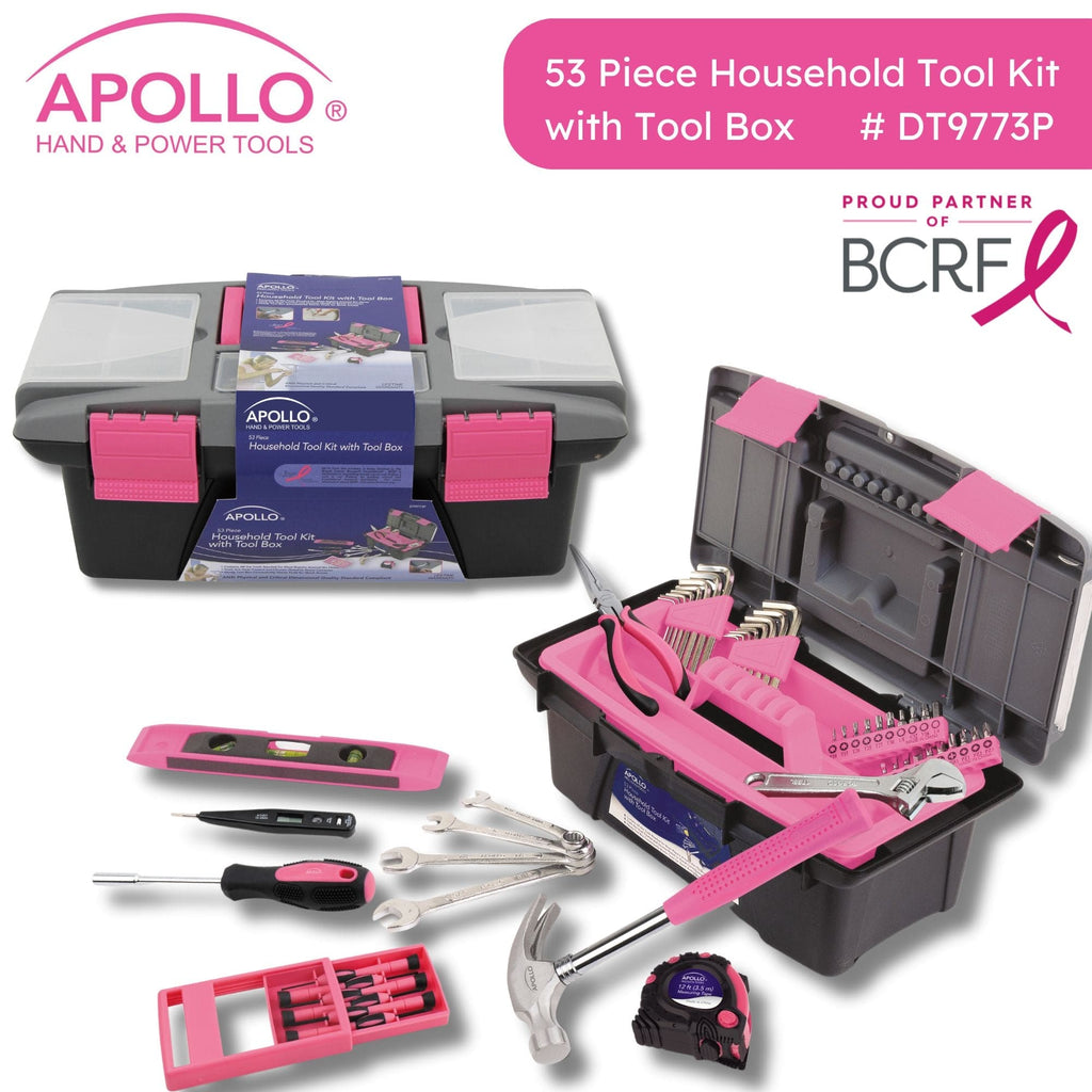 53 Stück Haushalts-Tool-Kit mit Tool Box Rosa- DT9773P
