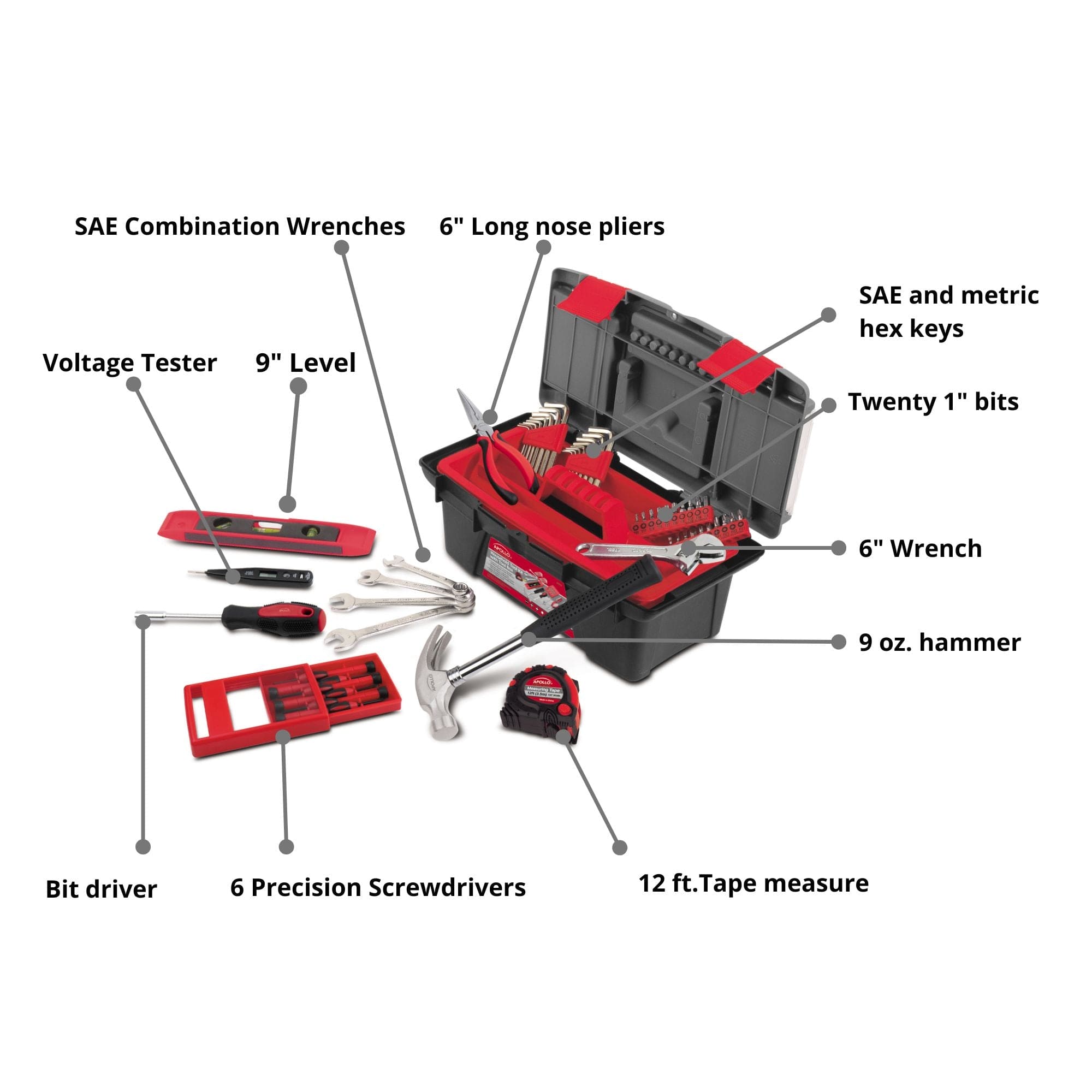 53 Stück Haushalts-Tool-Kit mit Tool-Box - DT9773