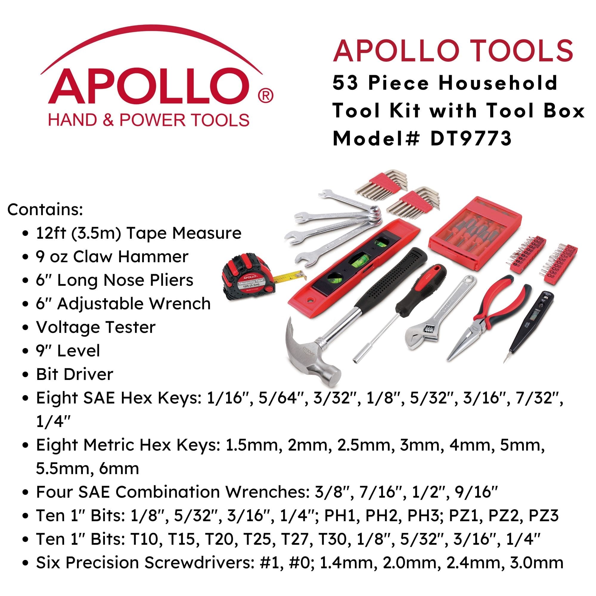 53 Stück Haushalts-Tool-Kit mit Tool-Box - DT9773