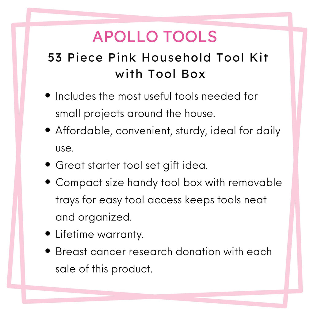 53 Stück Haushalts-Tool-Kit mit Tool Box Rosa- DT9773P