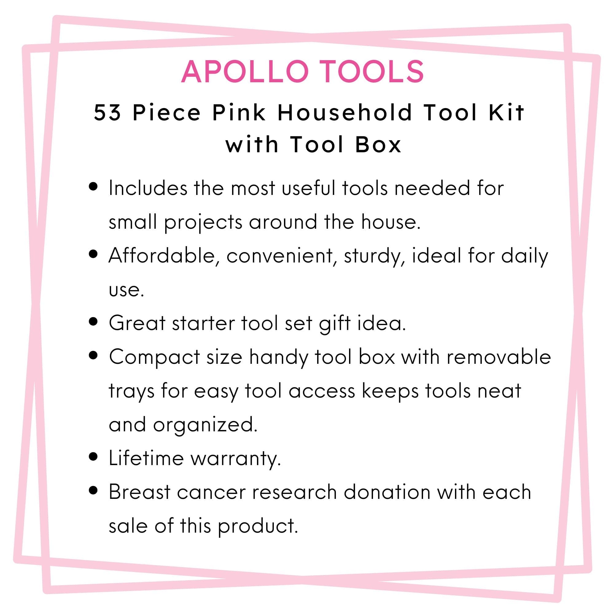 53 Stück Haushalts-Tool-Kit mit Tool Box Rosa- DT9773P