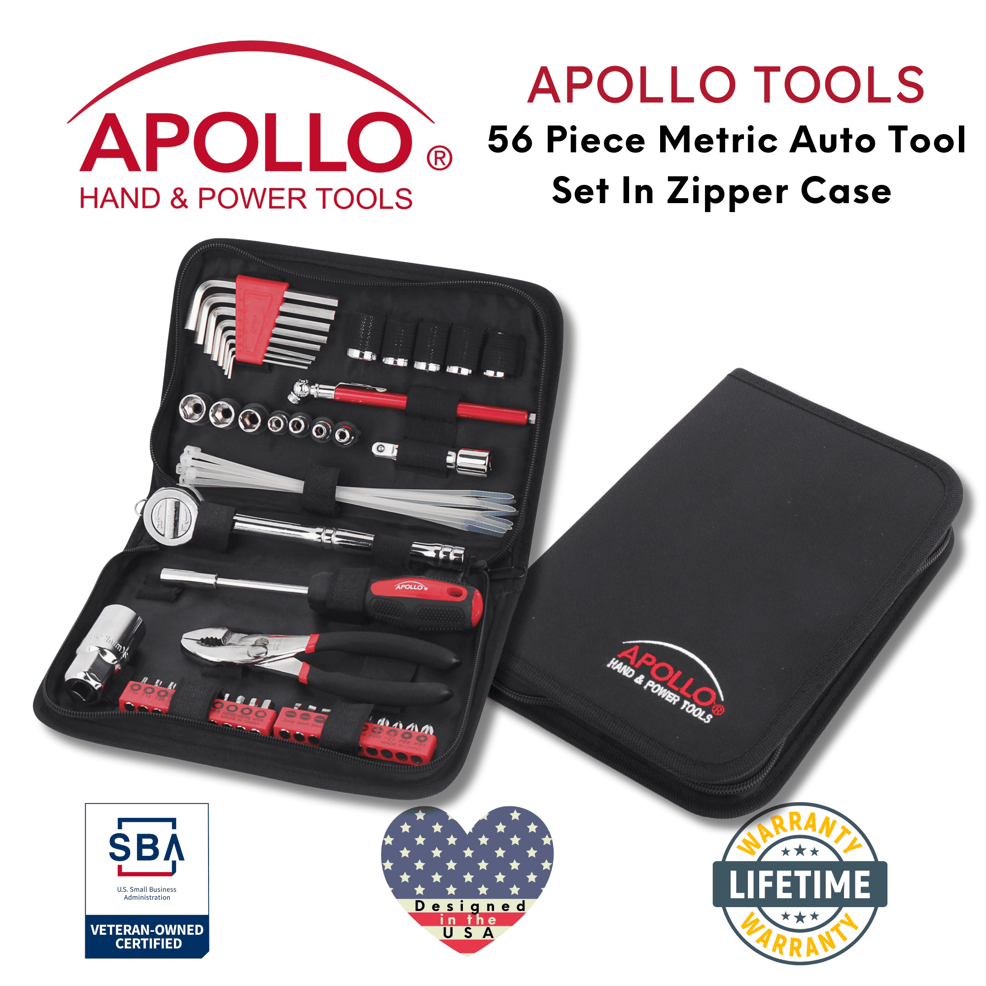 56 Stück metrisches Auto-Tool-Set im Zipper-Gehäuse - DT9775