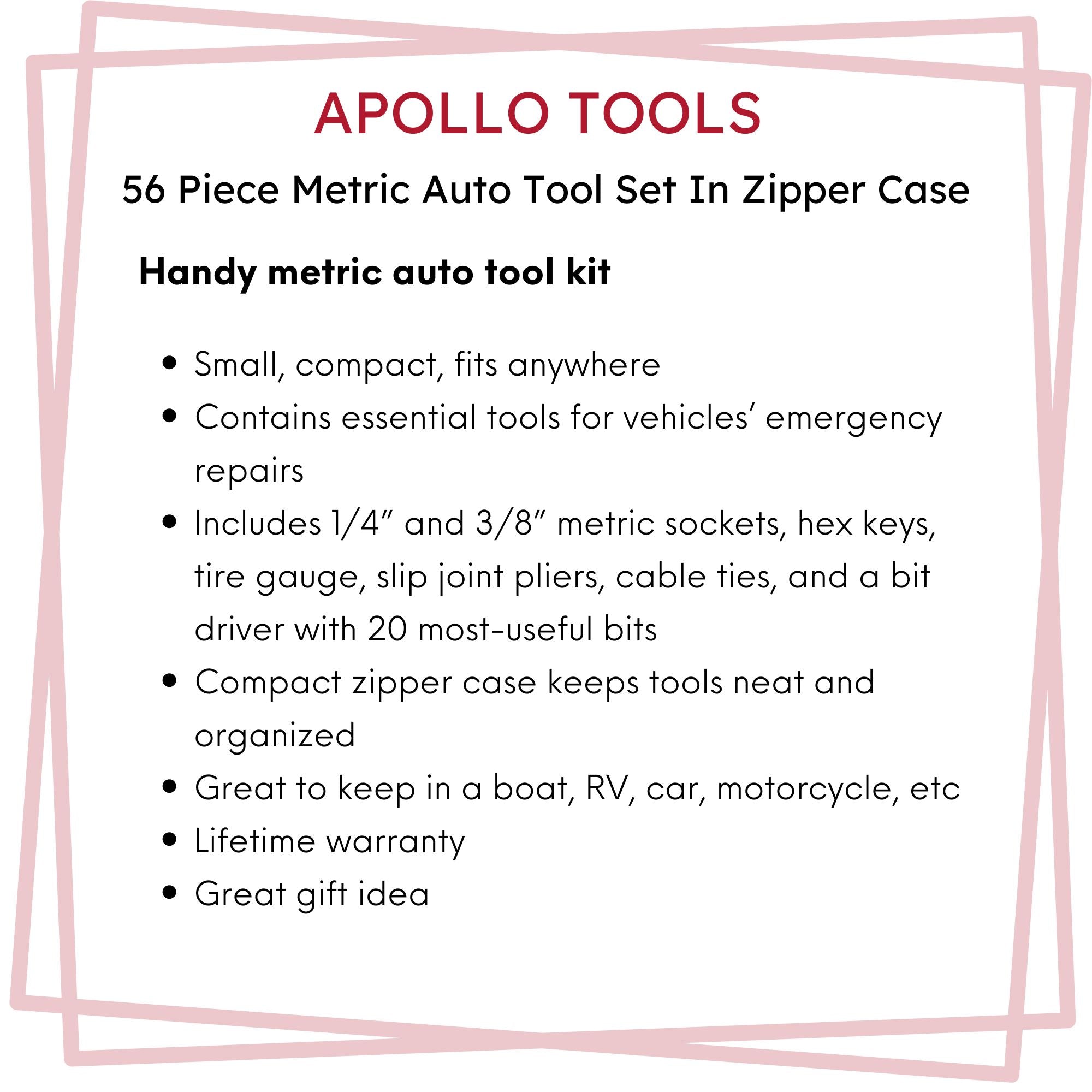 56 Stück metrisches Auto-Tool-Set im Zipper-Gehäuse - DT9775