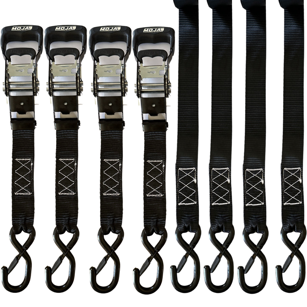 1.6 'x 15' Ratchet Tie-Down Set (Paket von 4), Geschlossener Haken (Lebenslange Garantie)