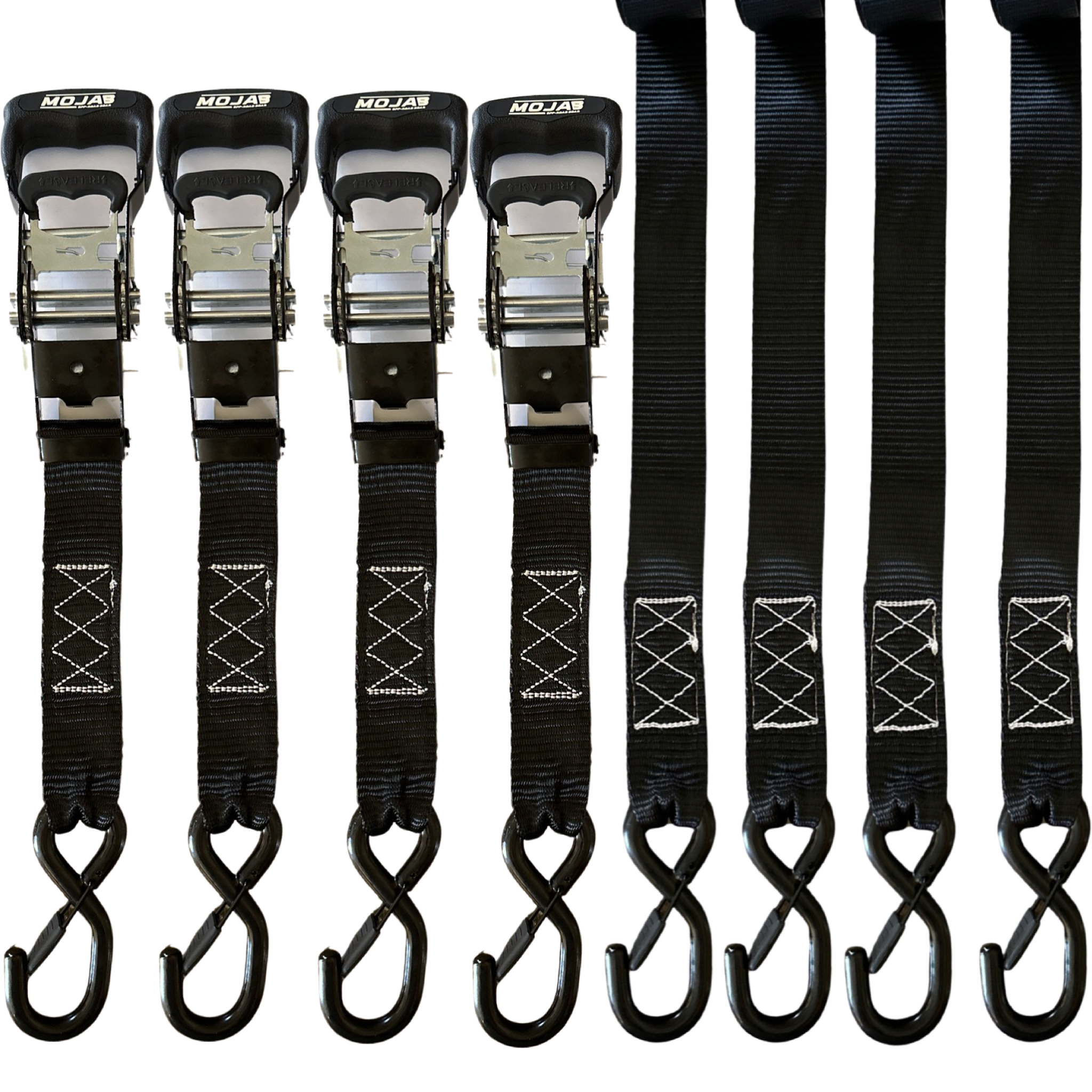 1.6 'x 15' Ratchet Tie-Down Set (Paket von 4), Geschlossener Haken (Lebenslange Garantie)
